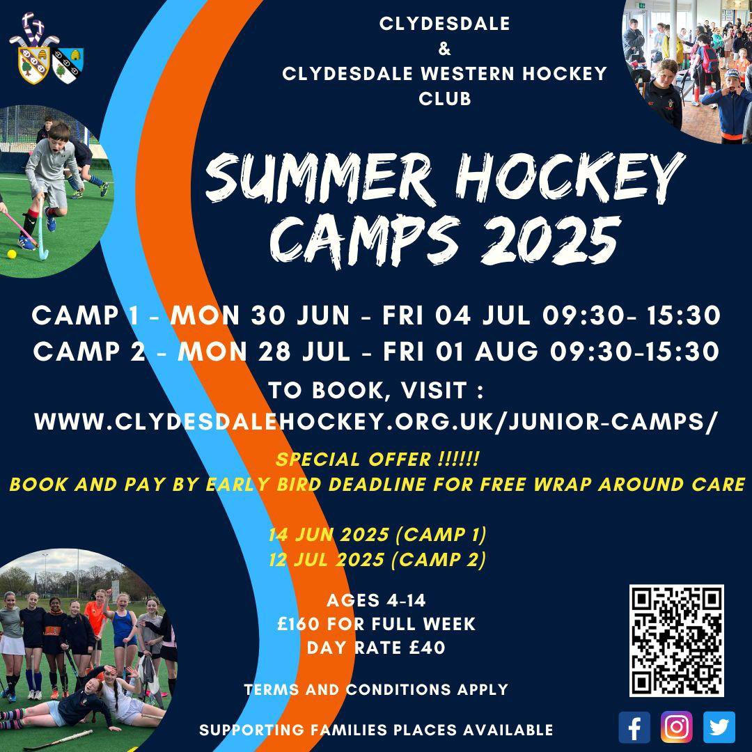 Junior Summer Opportunities 🏑

First up is our Summer Hockey Camps! These camps are aimed at our juniors aged 4-14 years old

2️⃣ camps:
30th June - 4th July
28th July - 1st August

Click here to book:

clydesdalehockey.org.uk/junior-camps/