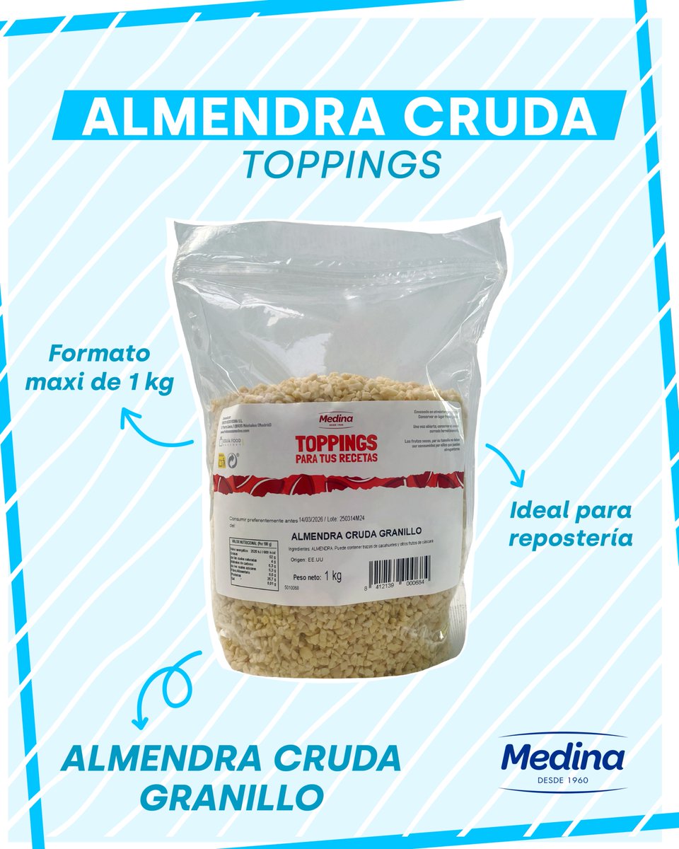 ✨ ¿Listo para elevar tus postres? 🤩

Con nuestras Almendras Crudas Granillo, tus recetas de repostería alcanzarán otro nivel. ¡Crujientes, deliciosas y listas para usar!

En formato maxi de 1 kg, perfecto para tus creaciones. ¡A cocinar! 😊

#frutossecos #toppings #almendras