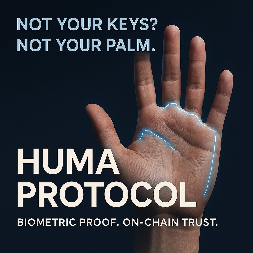 Not your keys? Not your palm.
Huma Protocol proves you're human — not just a wallet.
Biometric proof. On-chain trust.
#HumaProtocol #ProofOfHumanity #Web3ID