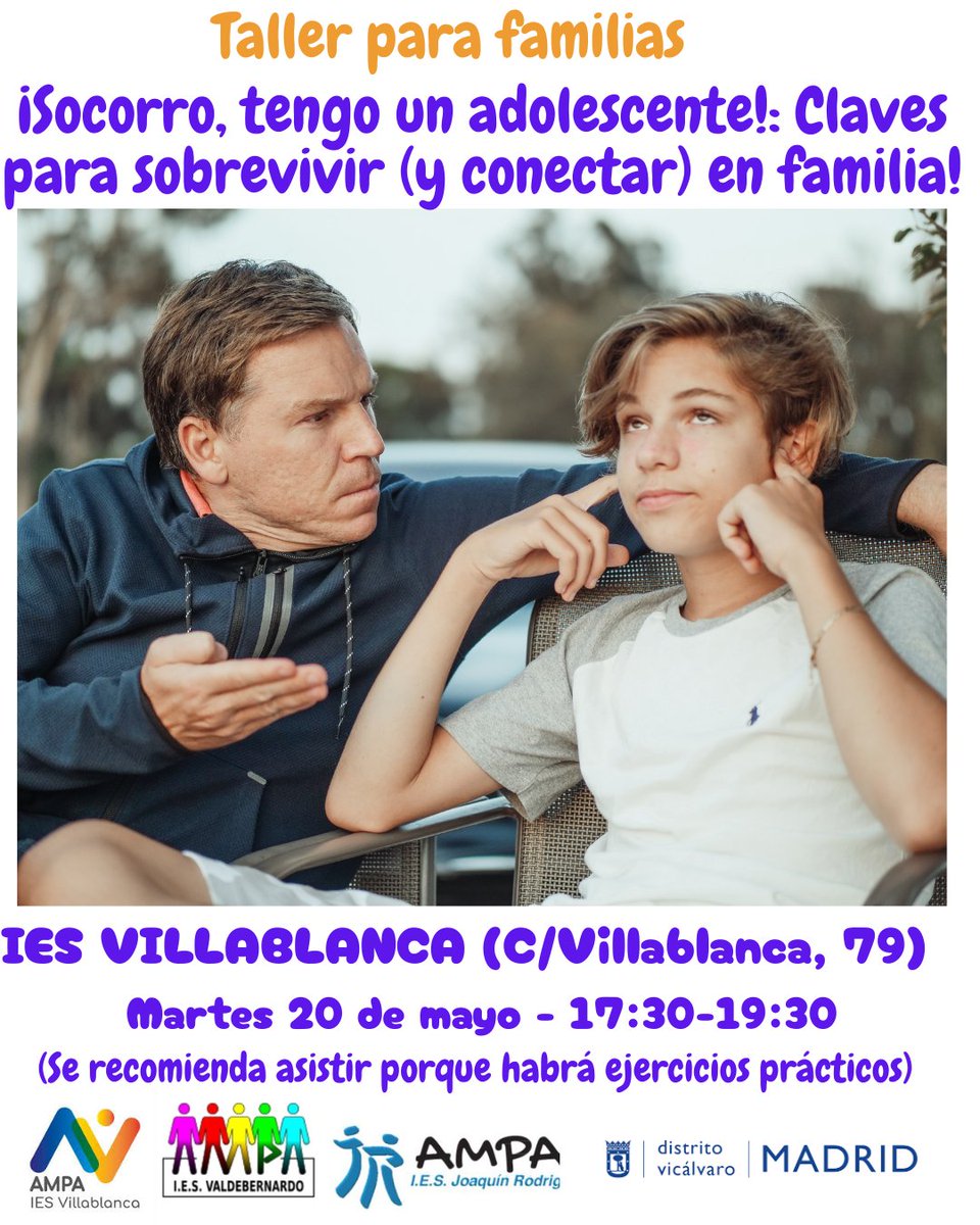 📢📢📢RECORDATORIO:
Queridas familias, no os perdáis  HOY el taller de salud mental, presencial y online!!!!
Mejor si podéis venir en persona. Habrá ejercicios prácticos. 
Para conectaros online estad atentos a vuestros correos y al blog de la AMPA
OS ESPERAMOS