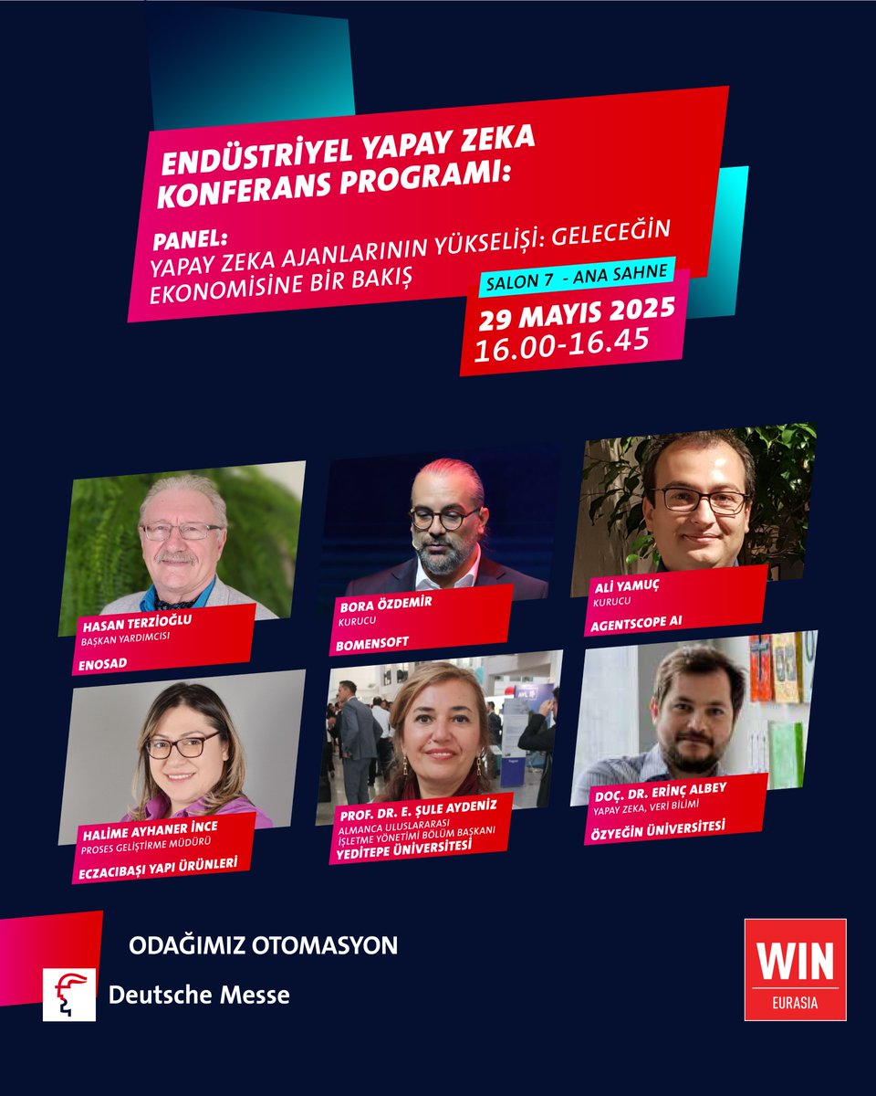 Bomensoft, WIN EURASIA 2025'te sahnede!

Endüstriyel Yapay Zeka Konferansı kapsamında düzenlenecek panelde geleceğin iş dünyasına yön veren yapay zeka ajanlarını konuşacağız.

Ziyaretçi kaydı için: obs.hmist.com.tr/short/tr/649

Gelin, yapay zekanın geleceğini birlikte konuşalım!