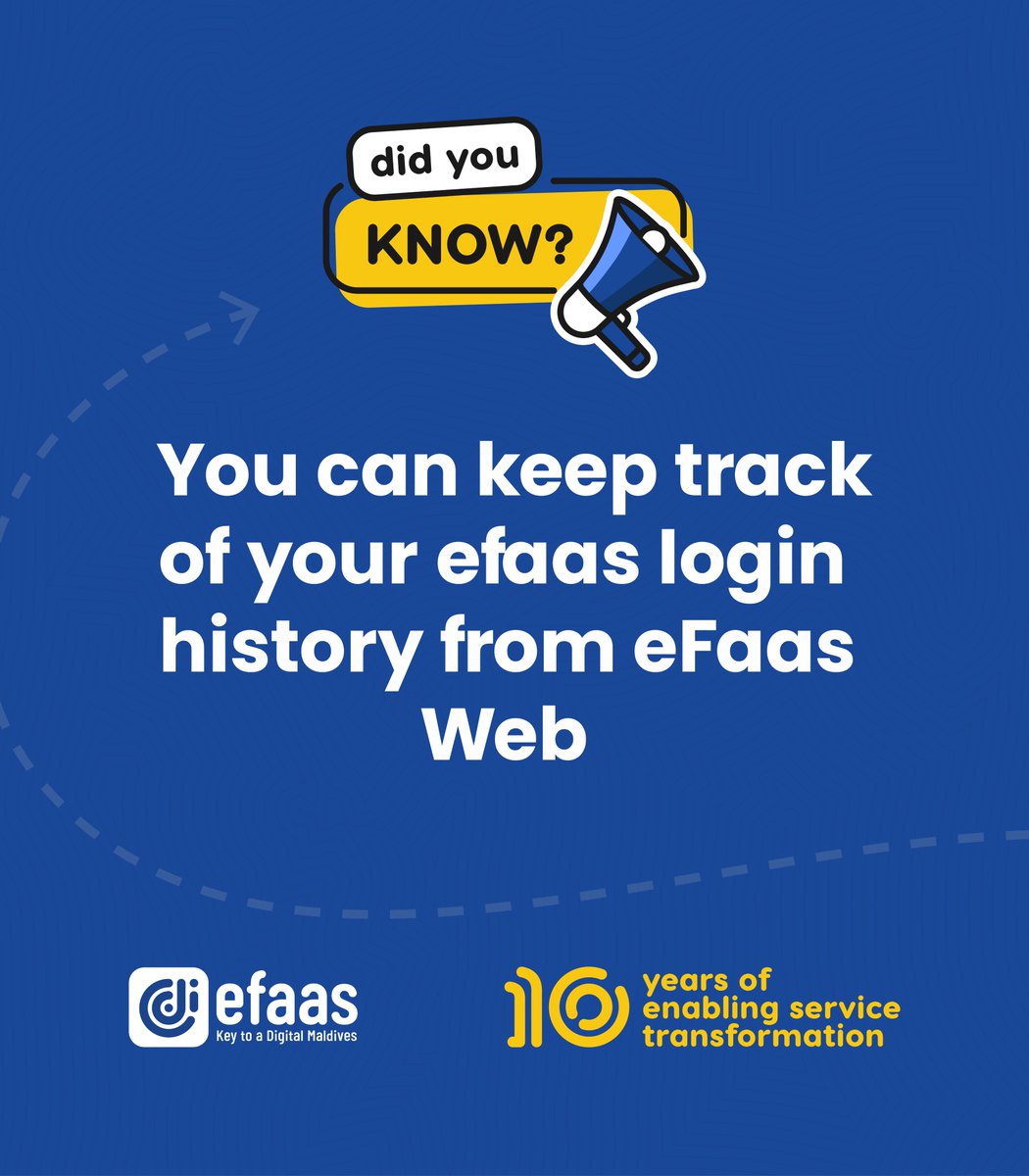 eFaasmv's tweet photo. 🔐 Concerned about the security of your eFaas?
You can easily check your login history on eFaas Web and stay in control of your digital identity.
Know when and where your account was accessed.
Visit: https://t.co/cR0cJNrr6m

#eFaas #DigitalIdentity #CyberSecurity #DigitalGovMv https://t.co/sN7KNFIKhq