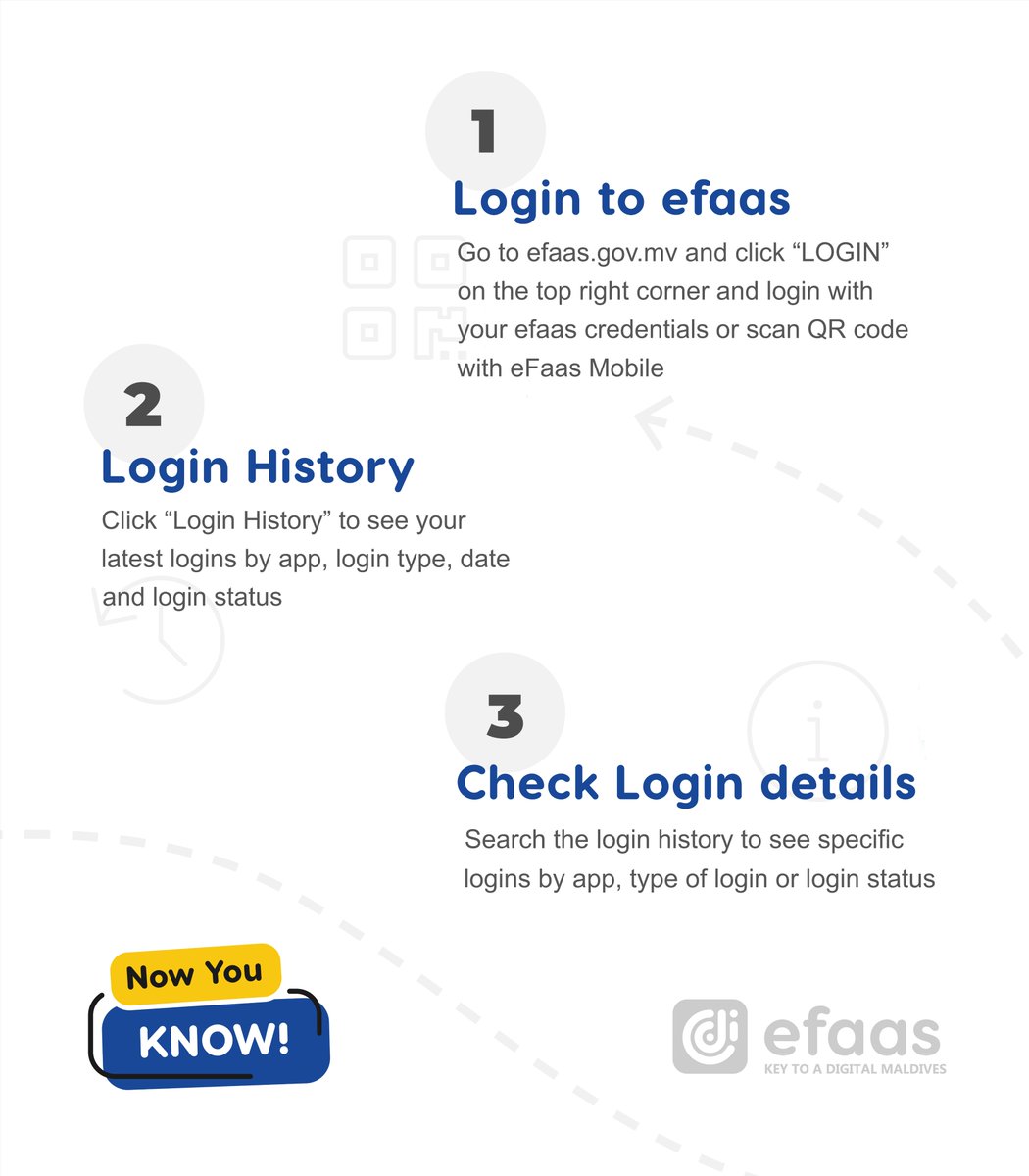 🔐 Concerned about the security of your eFaas?
You can easily check your login history on eFaas Web and stay in control of your digital identity.
Know when and where your account was accessed.
Visit: efaas.gov.mv

#eFaas #DigitalIdentity #CyberSecurity #DigitalGovMv