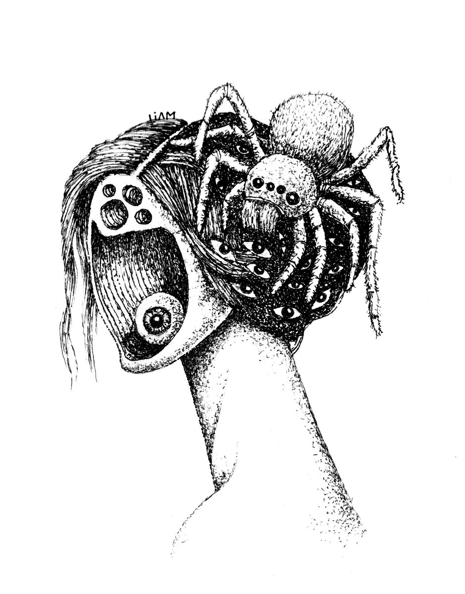 GM #TezosTuesday 🫡
Today new drop on <a href="/SkurpySocial/">Skurpy</a>

"Fear" - 10 XTZ SB
Fear has big eyes.
Technique: Pointillism(dot work), graphics.
Style: Surrealism
Date: 2024 October 27
100*150 mm, black ink on paper

skurpy.com/marketplace/co…