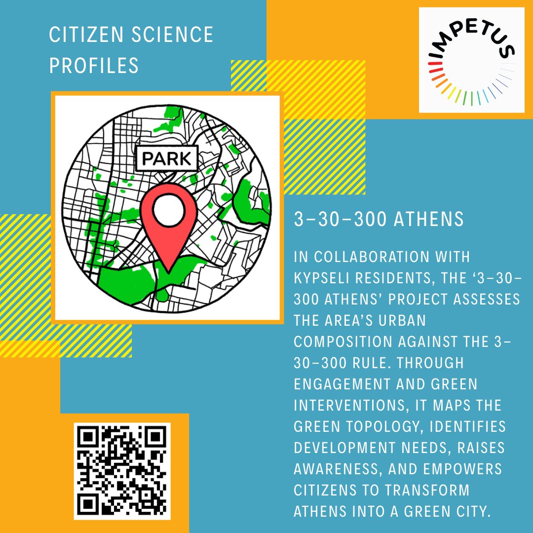 impetus4cs's tweet image. #CitizenScience Profiles

3-30-300 ATHENS participated in the 2024 #IMPETUS4CS Accelerator, working with Kypseli residents in Athens to evaluate local greenery, raise awareness, and empower the community to co-create a greener, more livable city.

impetus4cs.eu/3-30-300-athen…