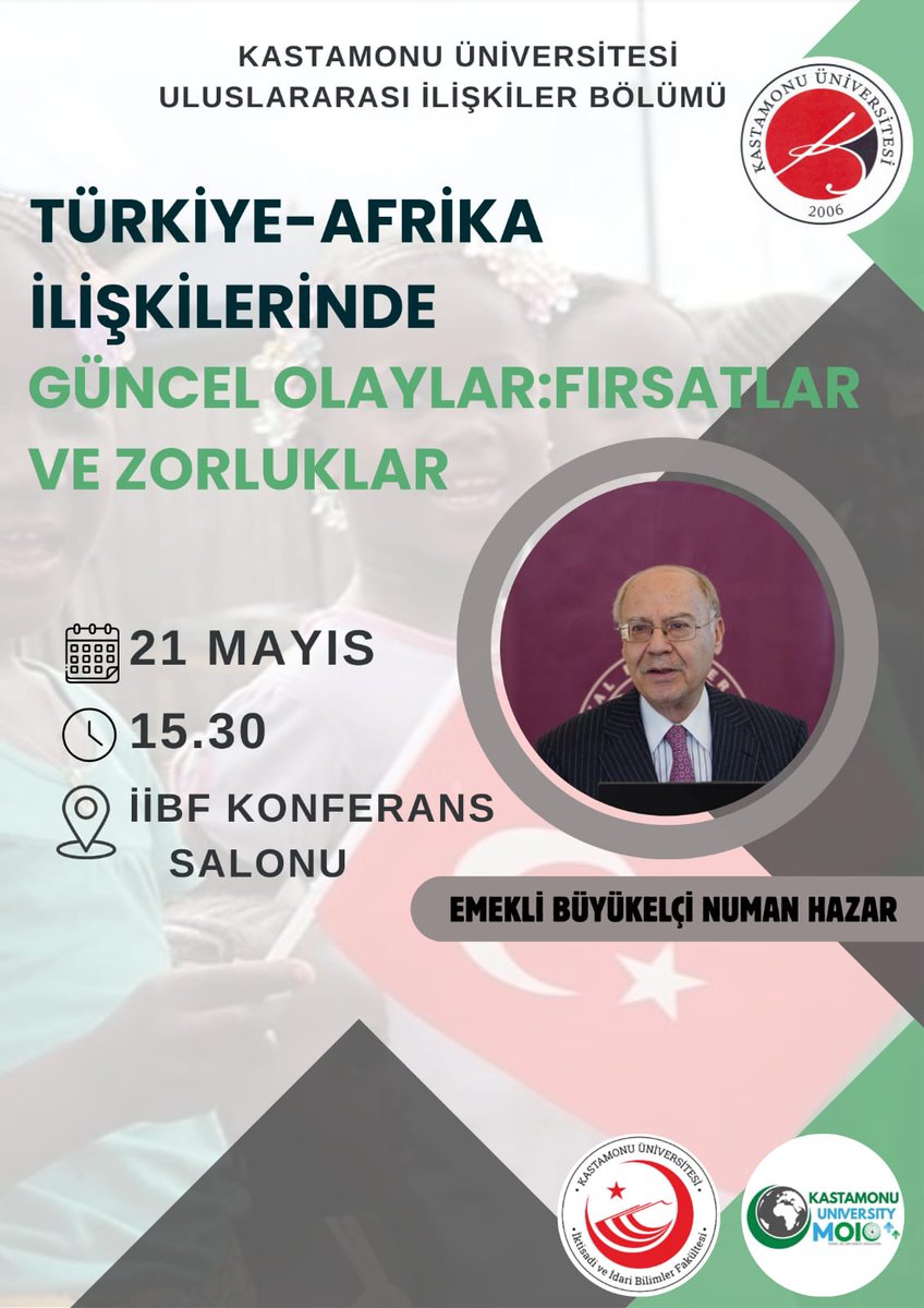 Türkiye-Afrika ilişkilerine dair Büyükelçimiz Numan Hazar bey konuşma yapacaktır bekleriz