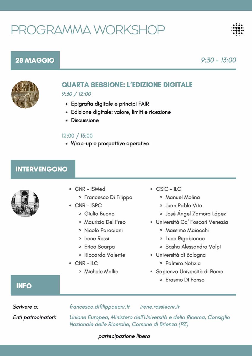 Istituto di Studi sul Mediterraneo (@ismed_cnr) on Twitter photo 📣 📆 #26-28MAG📍Brienza (PZ) Workshop internazionale 💻 Esperienze di #epigrafiadigitale a confronto📜#PRIN2022 #PNRR #UrBE #H2IOSC #PatrimonioCulturale #DigitalHumanities @CNR-ISPC <a href="/Comune/">Jutta Schwarz</a> di Brienza <a href="/CNRsocial_/">CNR Consiglio Nazionale delle Ricerche</a> 📣 📆 #26-28MAG📍Brienza (PZ) Workshop internazionale 💻 Esperienze di #epigrafiadigitale a confronto📜#PRIN2022 #PNRR #UrBE #H2IOSC #PatrimonioCulturale #DigitalHumanities @CNR-ISPC <a href="/Comune/">Jutta Schwarz</a> di Brienza <a href="/CNRsocial_/">CNR Consiglio Nazionale delle Ricerche</a>