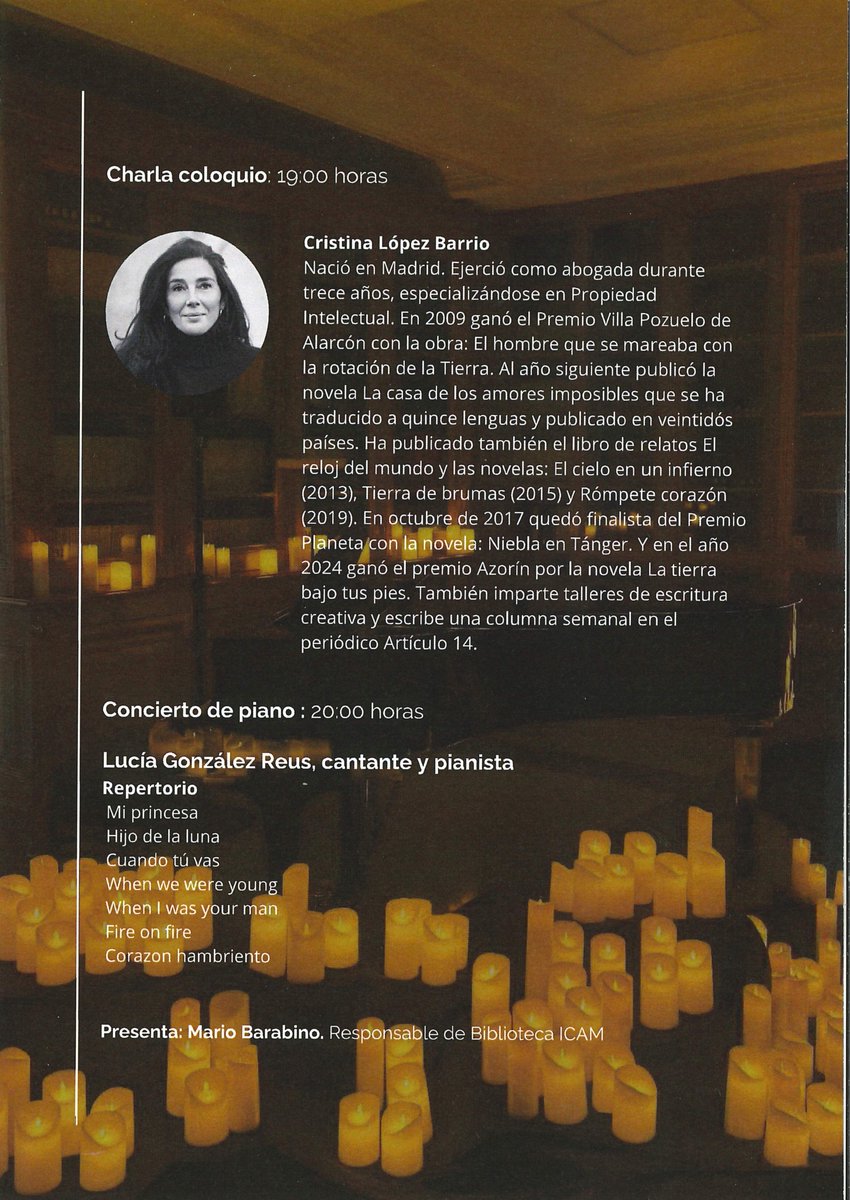 JMarioBarabino's tweet photo. II Velada Literaria del ICAM organizada por la #BibliotecaICAM miércoles 21 /05/2025 19 horas https://t.co/iUsyIVTjBa