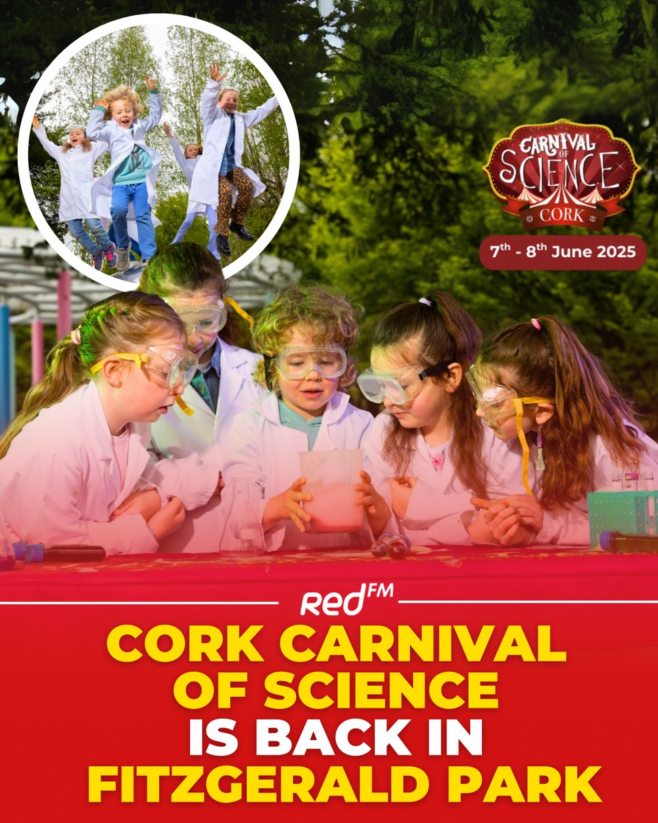 Red FM (@corksredfm) on Twitter photo Cork Carnival of Science is back in Fitzgerald Park this June 7-8th...and it's FREE! 🧪
Supported by 👉 <a href="/corkcitycouncil/">Cork City Council</a> <a href="/CorksRedFM/">Red FM</a> <a href="/irishexaminer/">Irish Examiner</a> Cork Carnival of Science is back in Fitzgerald Park this June 7-8th...and it's FREE! 🧪
Supported by 👉 <a href="/corkcitycouncil/">Cork City Council</a> <a href="/CorksRedFM/">Red FM</a> <a href="/irishexaminer/">Irish Examiner</a>