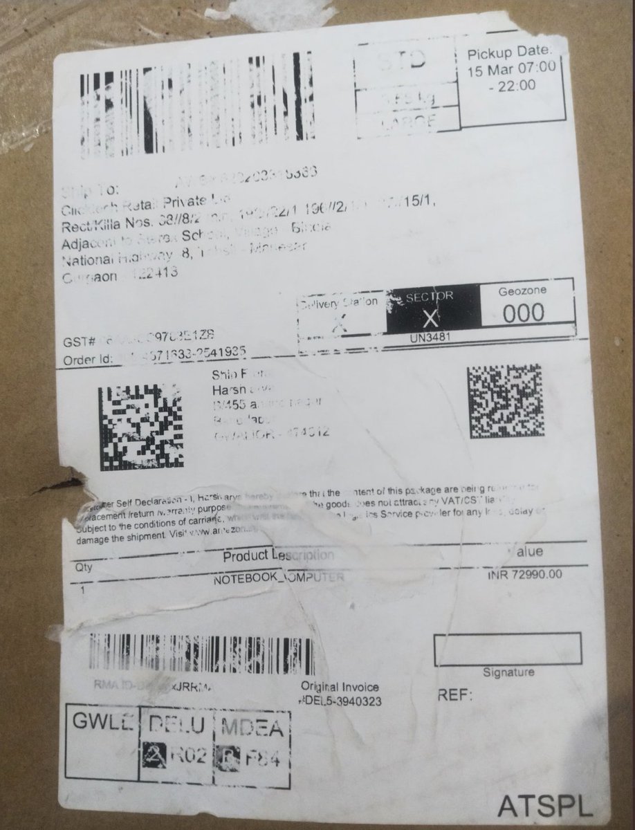 Venkatesh Alla (@venkat_fin9) on Twitter photo 13.Look at the snapshot of the bill on this laptop box, it still has the name of the previous customer.
<a href="/amazonIN/">Amazon India</a> accepted a return from previous customer and shamelessly shipped the same item to another buyer(Subhash) without even bothering to change the invoice. What kind of 13.Look at the snapshot of the bill on this laptop box, it still has the name of the previous customer.
<a href="/amazonIN/">Amazon India</a> accepted a return from previous customer and shamelessly shipped the same item to another buyer(Subhash) without even bothering to change the invoice. What kind of