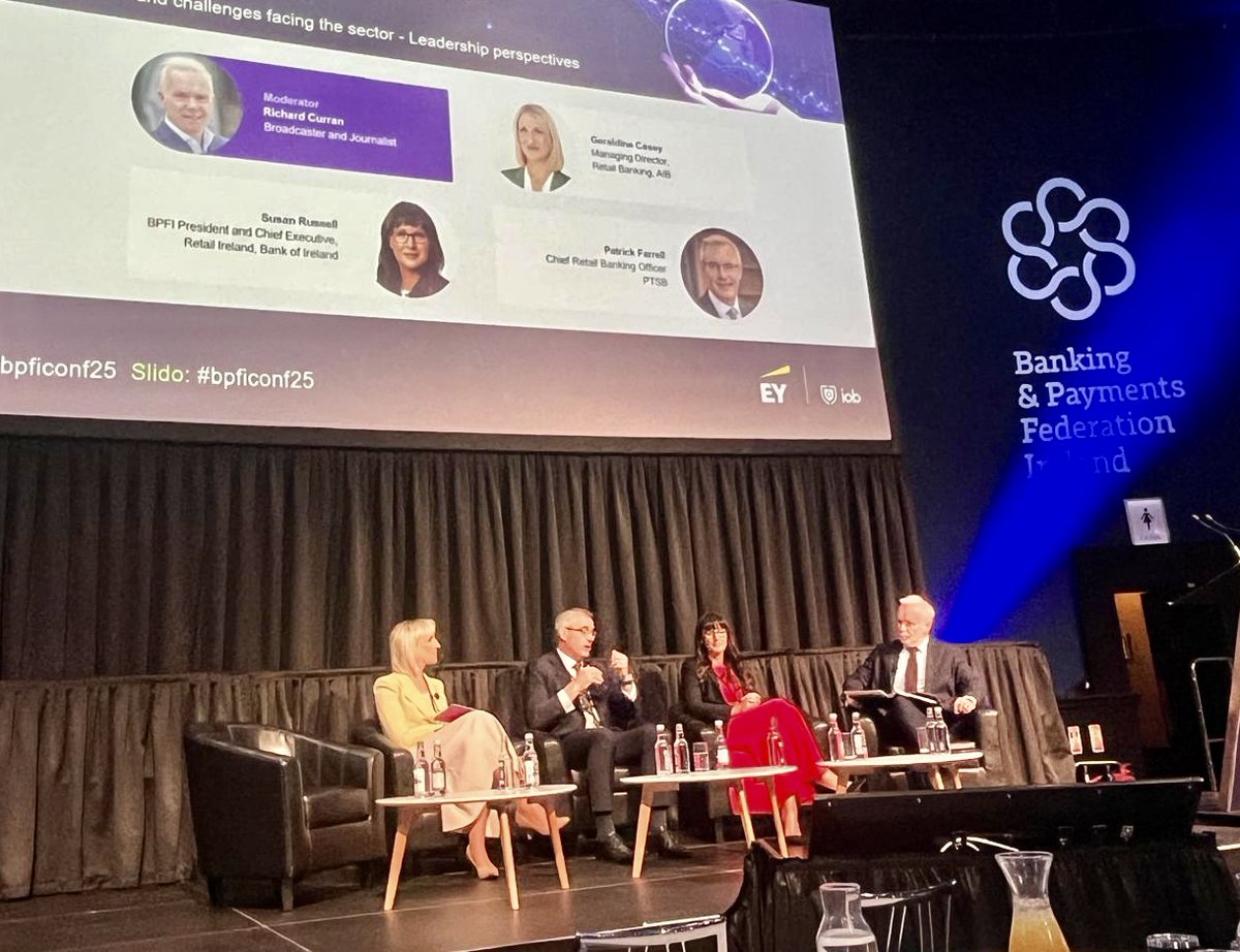 'Shifting regulatory expectations, evolving customer needs, accelerating pace of technology - the scale of change is unprecedented. Geraldine Casey <a href="/AIBIreland/">AIB</a>, Patrick Farrell <a href="/PTSBIreland/">PTSB</a>, Susan Russell @BankofIreland join Richard Curran for an in-depth discussion.#BPFICONF25