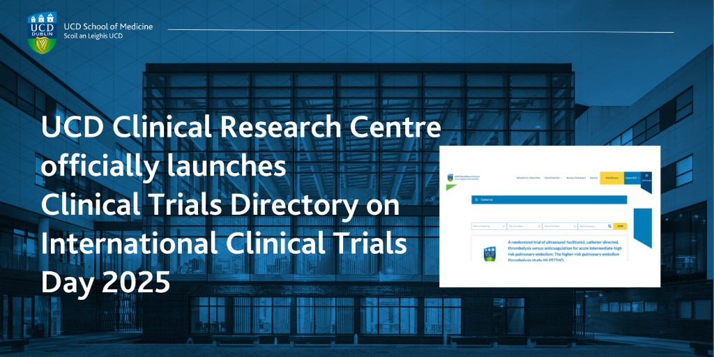 UCD Medicine (@ucdmedicine) on Twitter photo 🌍🔬Marking International Clinical Trials Day (ICTD) 2025 today, UCD Clinical Research Centre is proud to announce the launch of its new Clinical Trials Directory. Explore👉bit.ly/43oYihp #ICTD2025 <a href="/UCD_CHAS/">UCD College of Health & Agricultural Science</a> <a href="/UCD_Research/">UCD Research</a> <a href="/ucddublin/">University College Dublin</a> <a href="/UCDClinRes/">UCD Clinical Research Centre</a> 🌍🔬Marking International Clinical Trials Day (ICTD) 2025 today, UCD Clinical Research Centre is proud to announce the launch of its new Clinical Trials Directory. Explore👉bit.ly/43oYihp #ICTD2025 <a href="/UCD_CHAS/">UCD College of Health & Agricultural Science</a> <a href="/UCD_Research/">UCD Research</a> <a href="/ucddublin/">University College Dublin</a> <a href="/UCDClinRes/">UCD Clinical Research Centre</a>