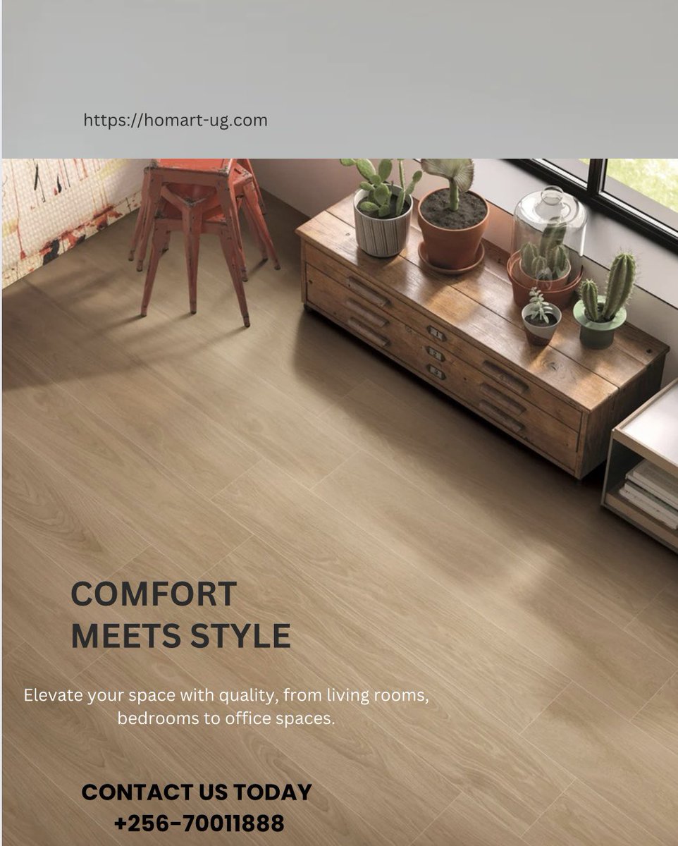 Comfort meets style!
Perfect for bedrooms, living rooms and office spaces, woodlike tiles are the modern day tiling trend.

Embark  on your revamp journey with us, DM for tiling ideas.

#oneworldsamequality #homartuganda #romantictiles