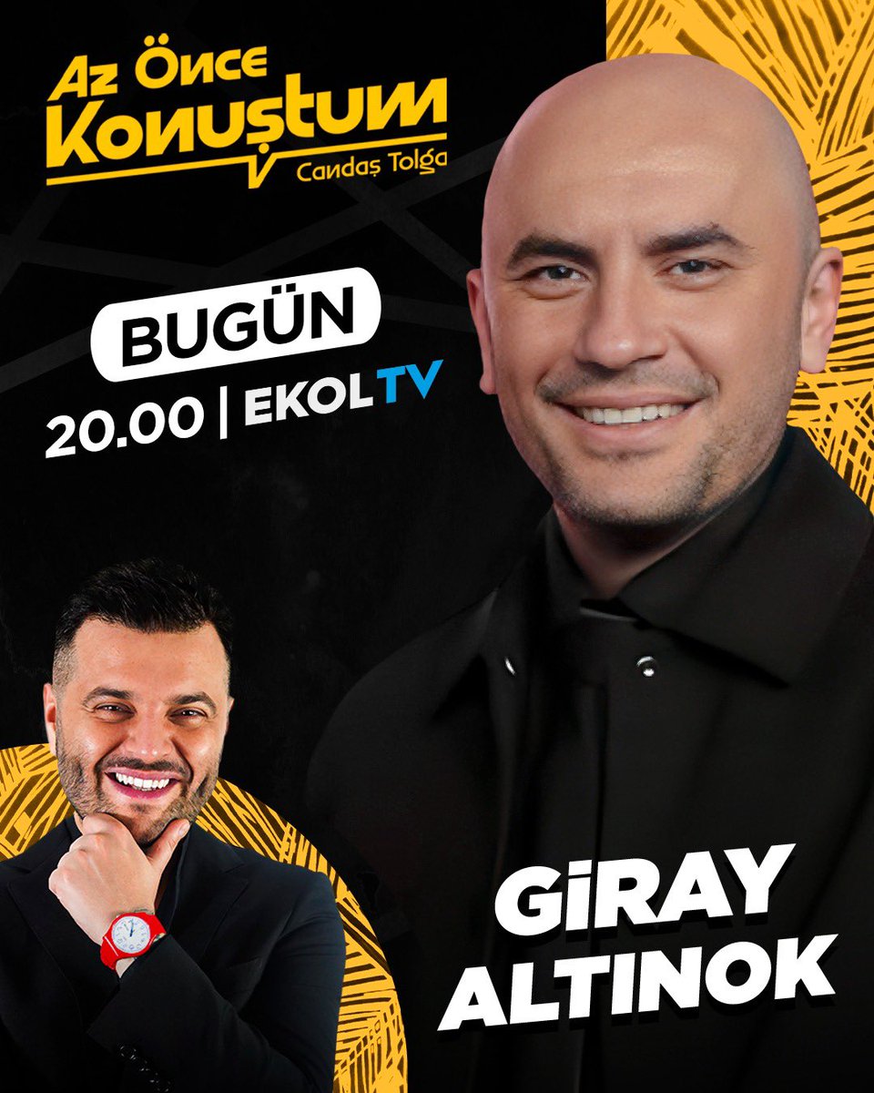 Az Önce Konuştum (@azoncekonustum) on Twitter photo Az Önce Konuştum’un bugün konuğu Giray Altınok.📺🔔
#AzÖnceKonuştum bugün 20.00’de Ekol TV’de. 🚀
<a href="/ctisik/">Candaş Tolga Işık</a> <a href="/bongomy/">Giray Altınok</a> <a href="/ekoltvv/">Ekol TV</a> Az Önce Konuştum’un bugün konuğu Giray Altınok.📺🔔
#AzÖnceKonuştum bugün 20.00’de Ekol TV’de. 🚀
<a href="/ctisik/">Candaş Tolga Işık</a> <a href="/bongomy/">Giray Altınok</a> <a href="/ekoltvv/">Ekol TV</a>