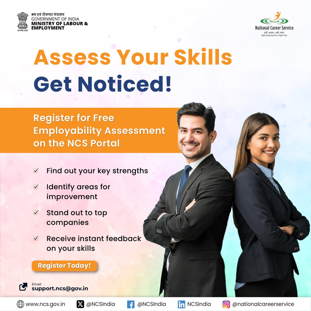 NCSIndia's tweet photo. How employable are you?

Find out now with a free employability assessment on the https://t.co/CzfOtPqxdC Portal!

#NCS #Career #Skills #Jobs https://t.co/wLHMdm7q2S