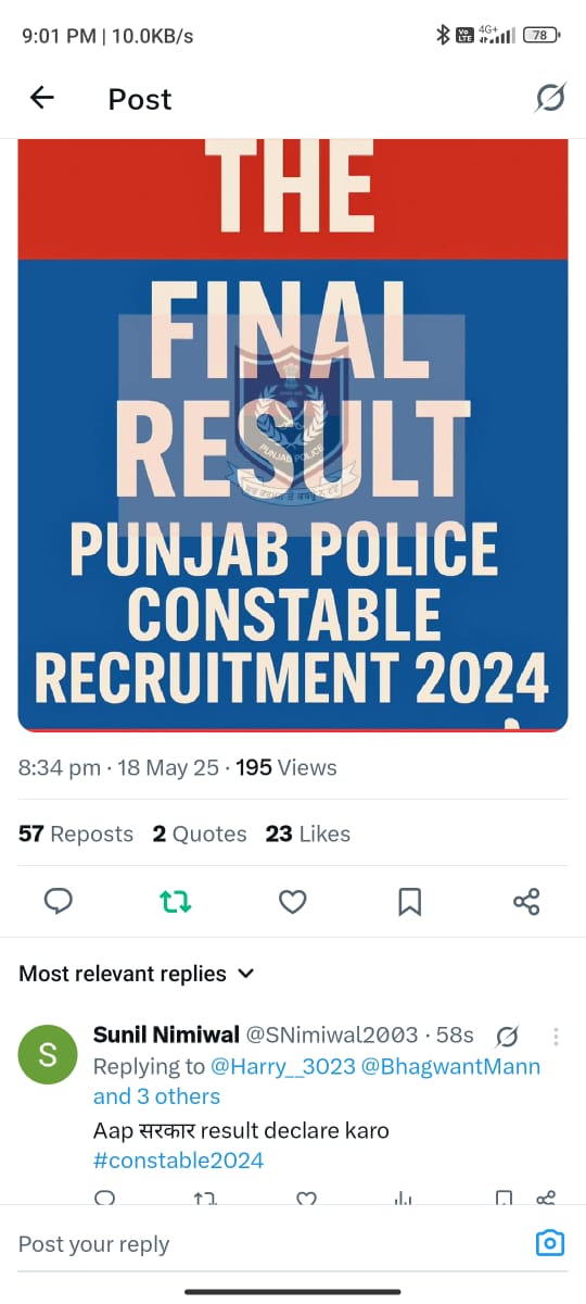 Phoolwanti6's tweet photo. @Fuliya_Mahendi @BhagwantMann @AAPPunjab @DGPPunjabPolice @PunjabPoliceInd @harjotbains #declarepunjabpoliceresult2024 https://t.co/RZzaIVc4tL