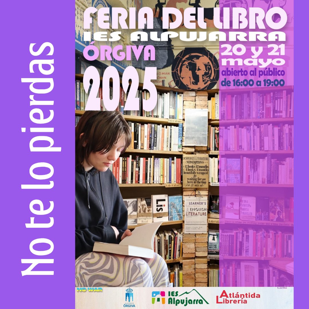 Esta semana celebramos la Feria del Libro del IES Alpujarra. Animamos a toda la comunidad educativa a participar durante los días 20 y 21 de mayo.

👩🏽‍💻👩🏽‍🏫🤩📓📕📖📚📜