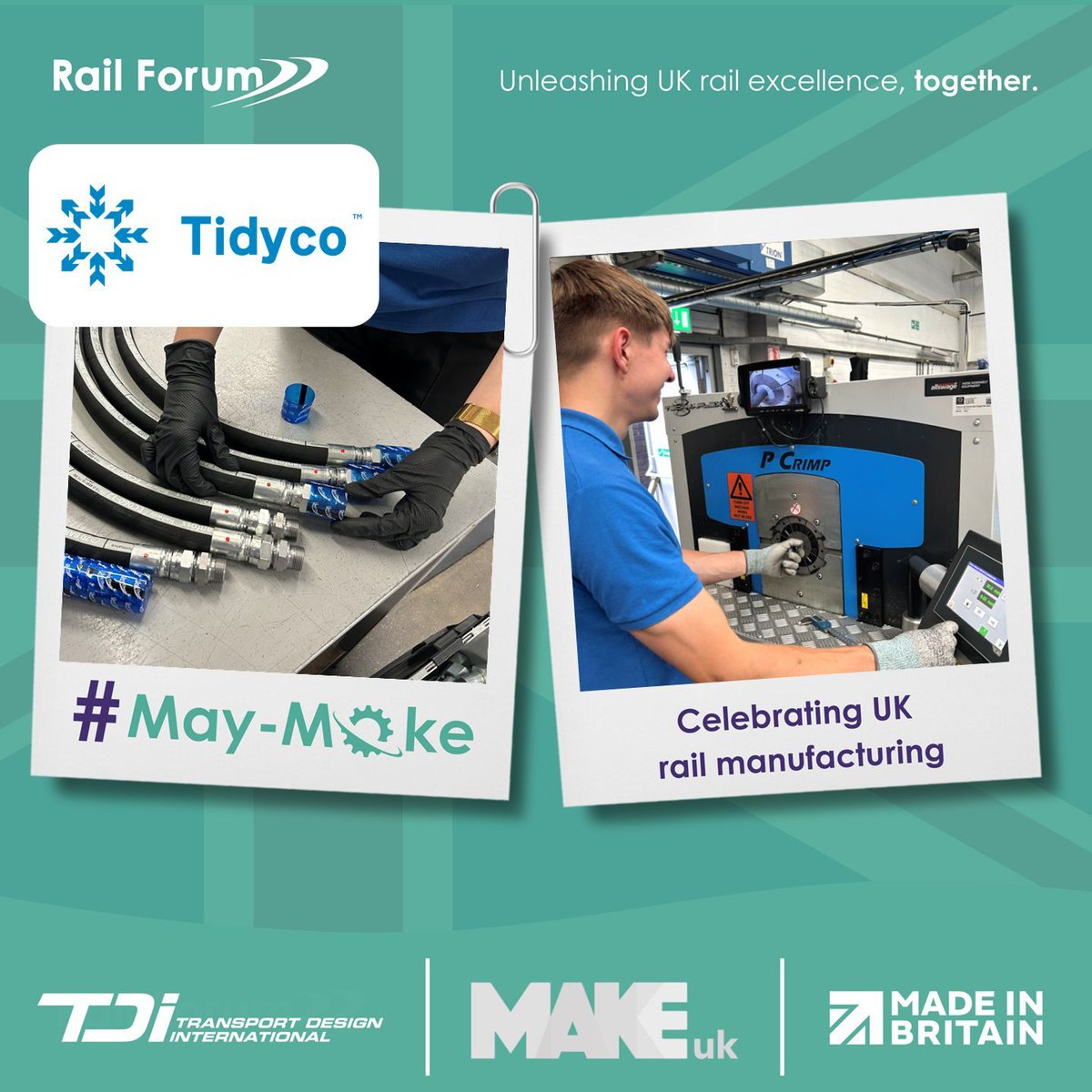 TidycoLtd's tweet photo. Tidyco is proud to be a member of the Rail Forum and to take part in their #MayMake campaign. Thank you to the Rail Forum team and everything they do for the sector.
Tidyco has been supplying to the Rail industry for over 50 years!
#Tidyco #Derby #RailForum #RFMember #Rail https://t.co/SlDlXlRjPc