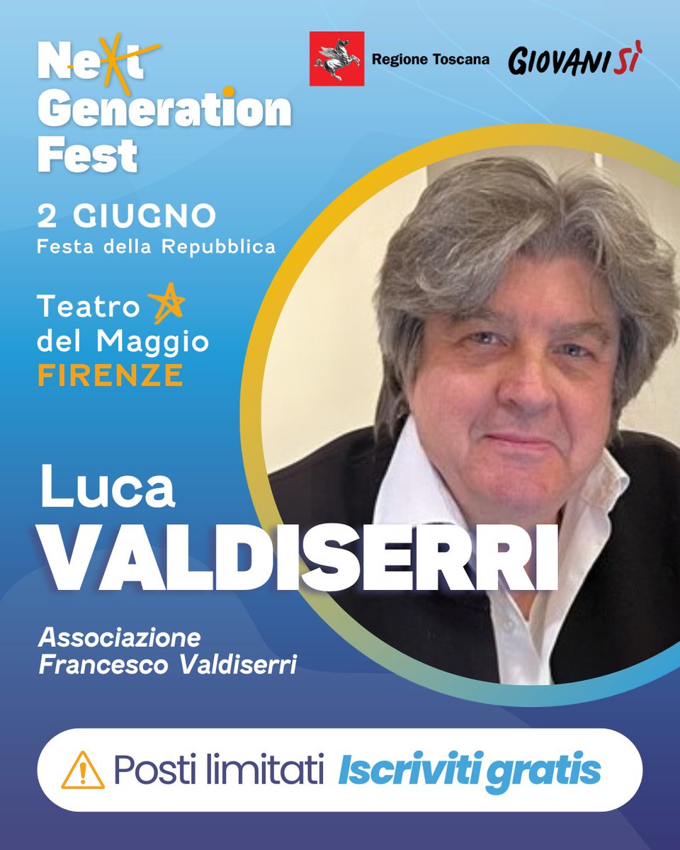 Al Next Generation Fest ci saranno Stefano Guarnieri e Luca Valdiserri, due padri che hanno trasformato una perdita in una battaglia di civiltà, dedicando la loro vita alla sicurezza stradale e al sostegno delle vittime

Iscriviti gratis su giovanisi.it posti limitati