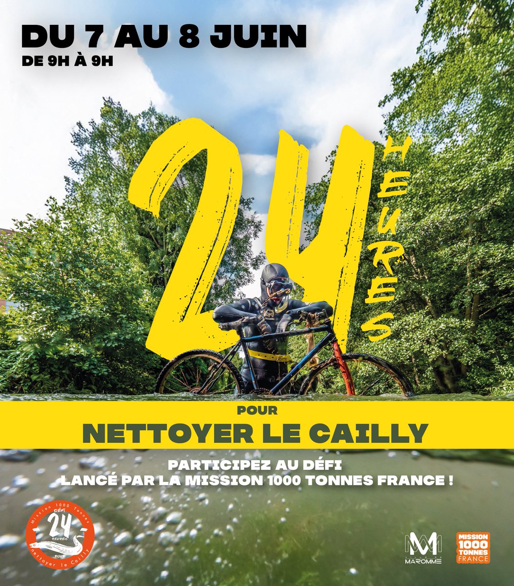 [24h DANS LA RIVIÈRE DU CAILLY POUR LA PLANÈTE] Dans le cadre de la Semaine des océans la <a href="/VilledeMaromme/">Maromme Ma Ville</a> et la <a href="/MetropoleRouenN/">Métropole Rouen Normandie</a> vous invite à un défi collectif et festif : 24h de ramassage de déchets, du samedi 7 juin à 9h au dimanche 8 juin à 9h
#MarommeBouge
#MarommeChange