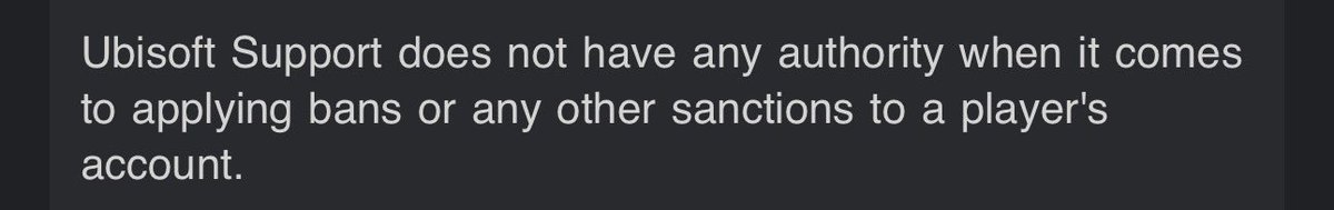 When we ask the devs they tell us to report them to Ubi, they don’t have the authority to ban cheaters. When I submit reports to Ubi and finally demand answers, they’re saying they also don’t have authority and they forward reports to the Div team. So whose responsibility is it?