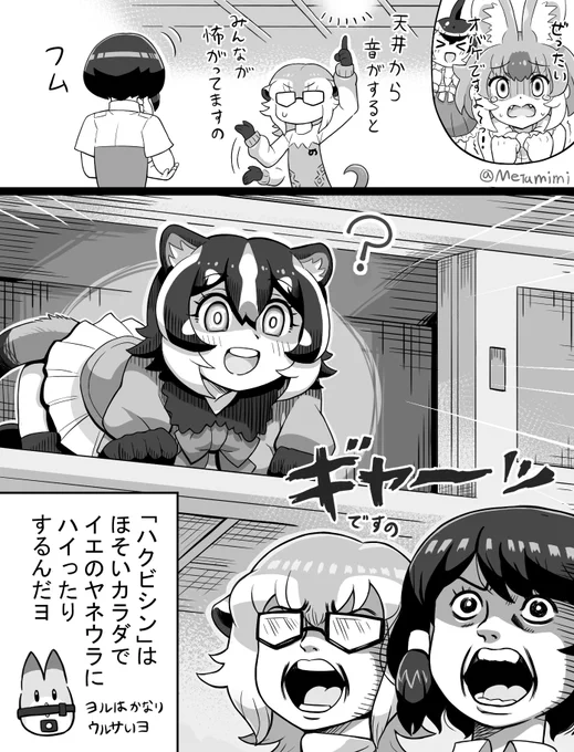 あぁ!屋根裏に!屋根裏に!(木造建築あるある)
#けものフレンズ3 