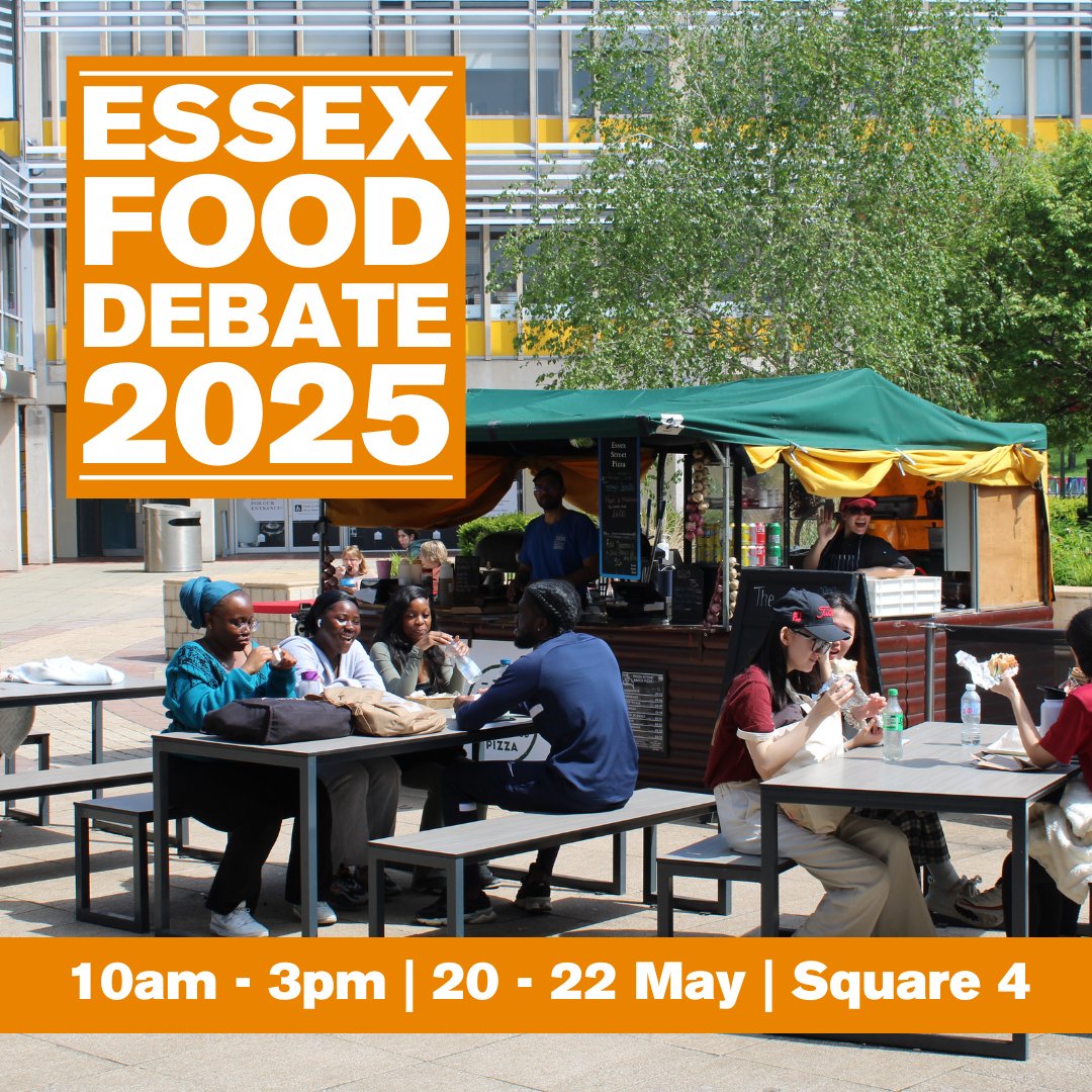 💙 The Essex Food Debate 2025 is here! Grab a freebie and have your say with our survey. 

What food and drink do you want to see on campus? Visit 👉 bit.ly/EFD_2025

📍 Find us on Square 4 between 10am and 3pm on Tuesday 20, Wednesday 21, and Thursday 22 May.