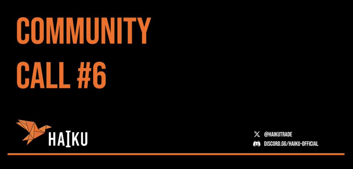 Haiku Community Call #6 is landing TODAY at 13:00 UTC 

💻First look at Haiku Beta—yes, we’re real
📈What this means for traders, devs, and degens alike
🌱Fresh eco drops + alpha leaks
🪴AMA with the builders before we open the gates to the garden 

🎞️Tune In, Intent-ionally. You