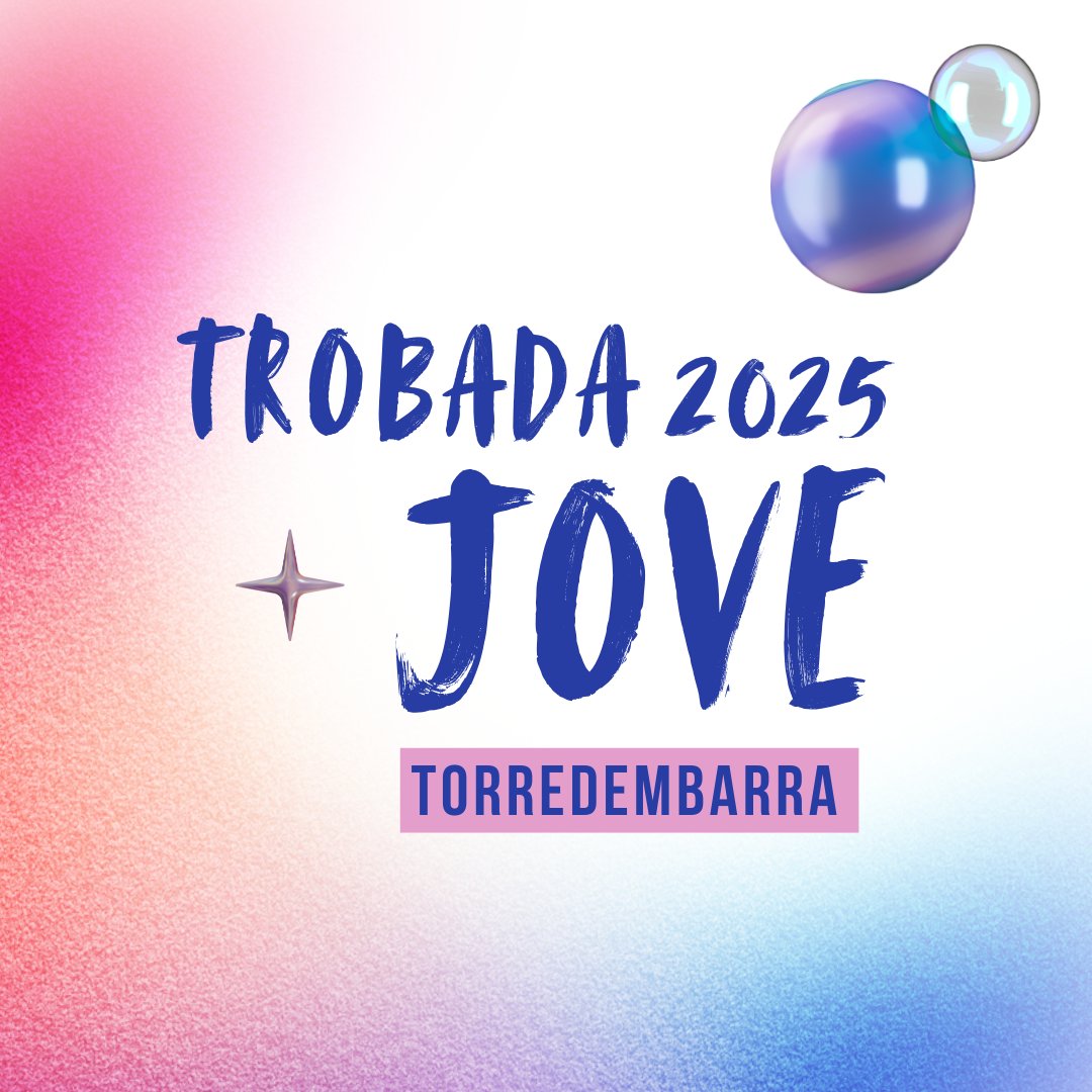 AjTorredembarra's tweet photo. 🙋‍♀️ Trobada Jove #Torredembarra ➡ clausura i mostra de les activitats de l'Espai Jove d'aquest curs 2024-2025

📅 📍 🕔 Dissabte 31 de maig, de 17 a 20 h, plaça de Mossèn Joaquim Boronat,

Més ℹ https://t.co/aZcwa5BSiF https://t.co/lF8v5DkDYe