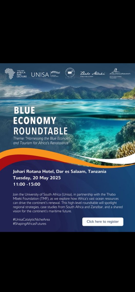 Tune in NOW to the Blue Economy Roundtable!

Celebrate Africa Day by diving into powerful discussions shaping the future of our oceans and coasts. 

Don’t miss out — join the live stream here: youtube.com/live/tXPcRS9Pv…

#africaday2025