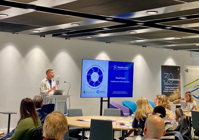 HealthworksNE's tweet photo. The Research and Innovation in Health: A Collaborative Approach event is officially underway!
Paul Court, our Chief Exec of is welcoming participants and setting the scene for a powerful day of ideas, insight, and partnership.
#HealthInnovation #NENC #30YearsOfImpact https://t.co/HVRPvh03MM