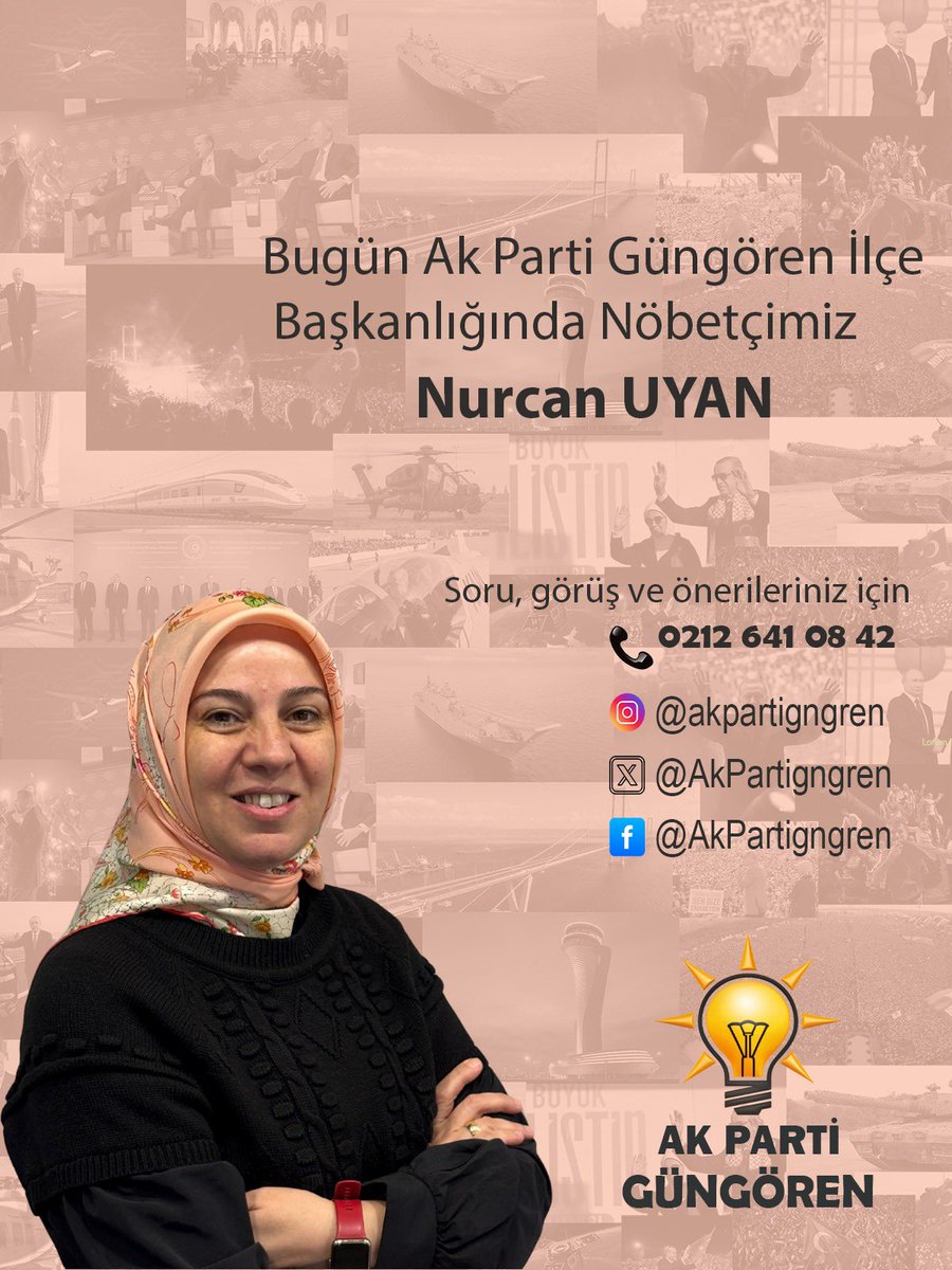 AkPartiGngren's tweet photo. Güngören İçin;
Bugün AK Parti İlçe Başkanlığımızda Nöbetçimiz
İlçe Yönetim Kurulu  Üyemiz
Nurcan UYAN

Soru, görüş ve önerileriniz için:
📞(0212) 641 08 42

@abdullahozdemir 
@dvrnyalcinkaya https://t.co/pZ51xF4zJ3
