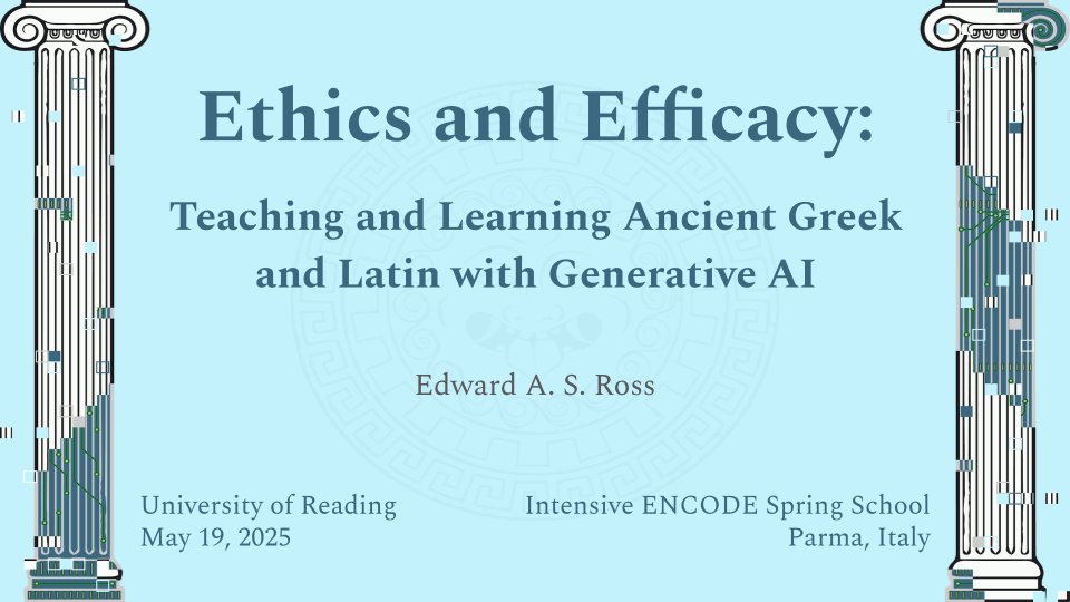 edwardasross's tweet image. Had a wonderful time at Università degli Studi di Parma speaking at the Intensive ENCODE Spring School on #generativeAI #ethics and #teaching #AncientLanguages! It was fantastic to discuss digital competencies for ancient writing cultures with so many brilliant students.