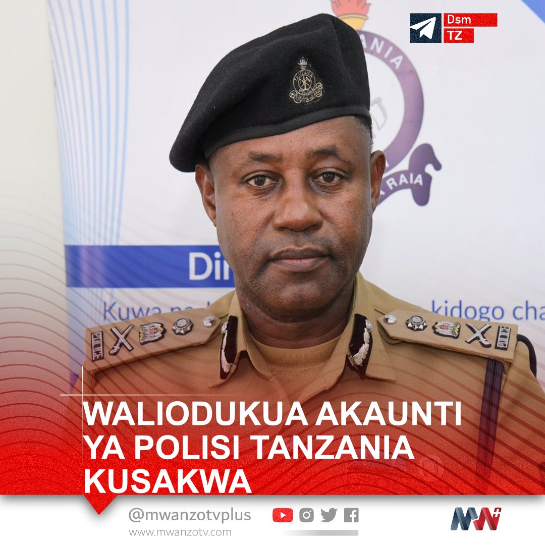 MwanzoTvPlus's tweet photo. #TANZANIA:WALIODUKUA AKAUNTI YA POLISI TANZANIA KUSAKWA
Jeshi la Polisi nchini Tanzania limetoa taarifa rasmi likieleza kuwa linawasaka watu wote wanaodaiwa kuchapisha taarifa za uongo, za kupotosha, na zisizo na maadili kupitia akaunti yake ya mtandao wa kijamii wa X (zamani Twitter), kwa lengo la kuupotosha umma kwa madai kwamba taarifa hizo zilitolewa na jeshi hilo.

Kwa mujibu wa taarifa iliyotolewa mapema leo, Jeshi hilo limeeleza kuwa taarifa zilizoenea kwenye mitandao ya kijamii kupitia akaunti yake rasmi, pamoja na akaunti nyingine kadhaa, hazina uhalisia wowote na zimechapishwa na watu wasiojulikana.

Jeshi hilo limetoa onyo kwamba hatua kali za kisheria zitachukuliwa dhidi ya mtu yeyote atakayebainika kueneza taarifa hizo kwa namna yoyote ile.