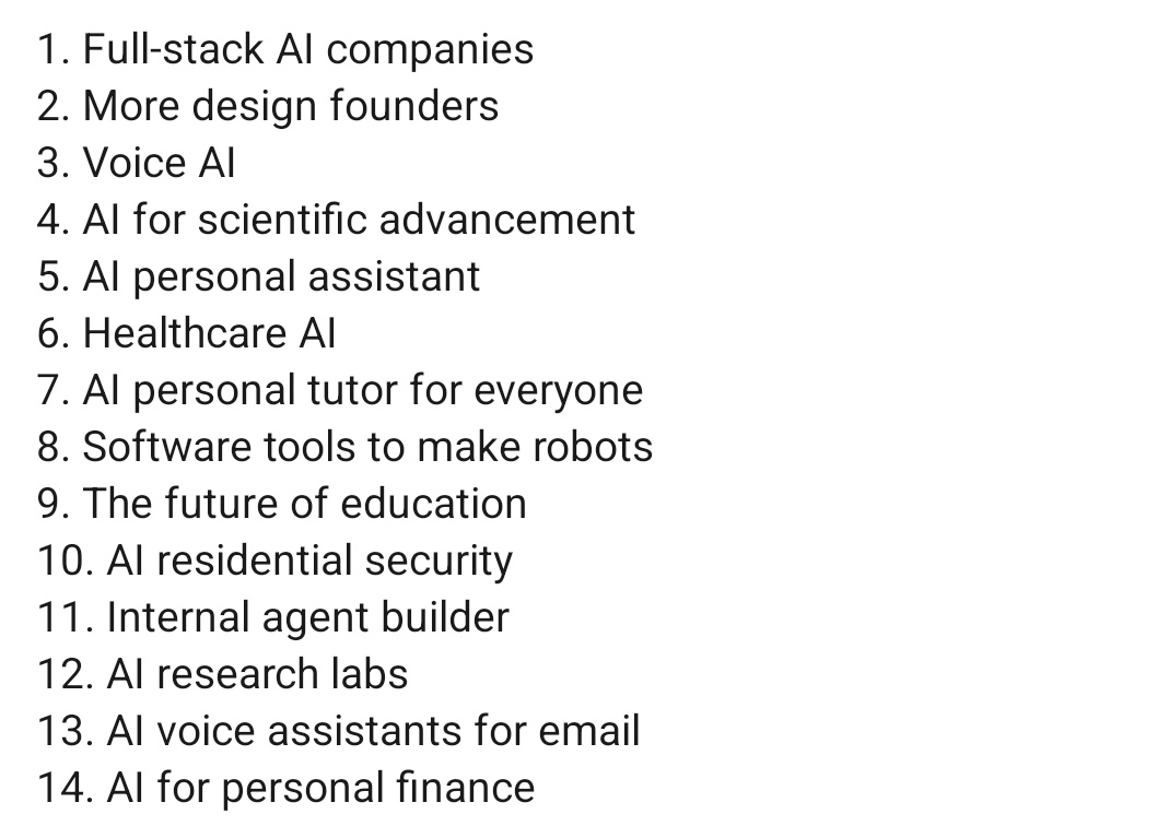 Startups Y Combinator is looking for: