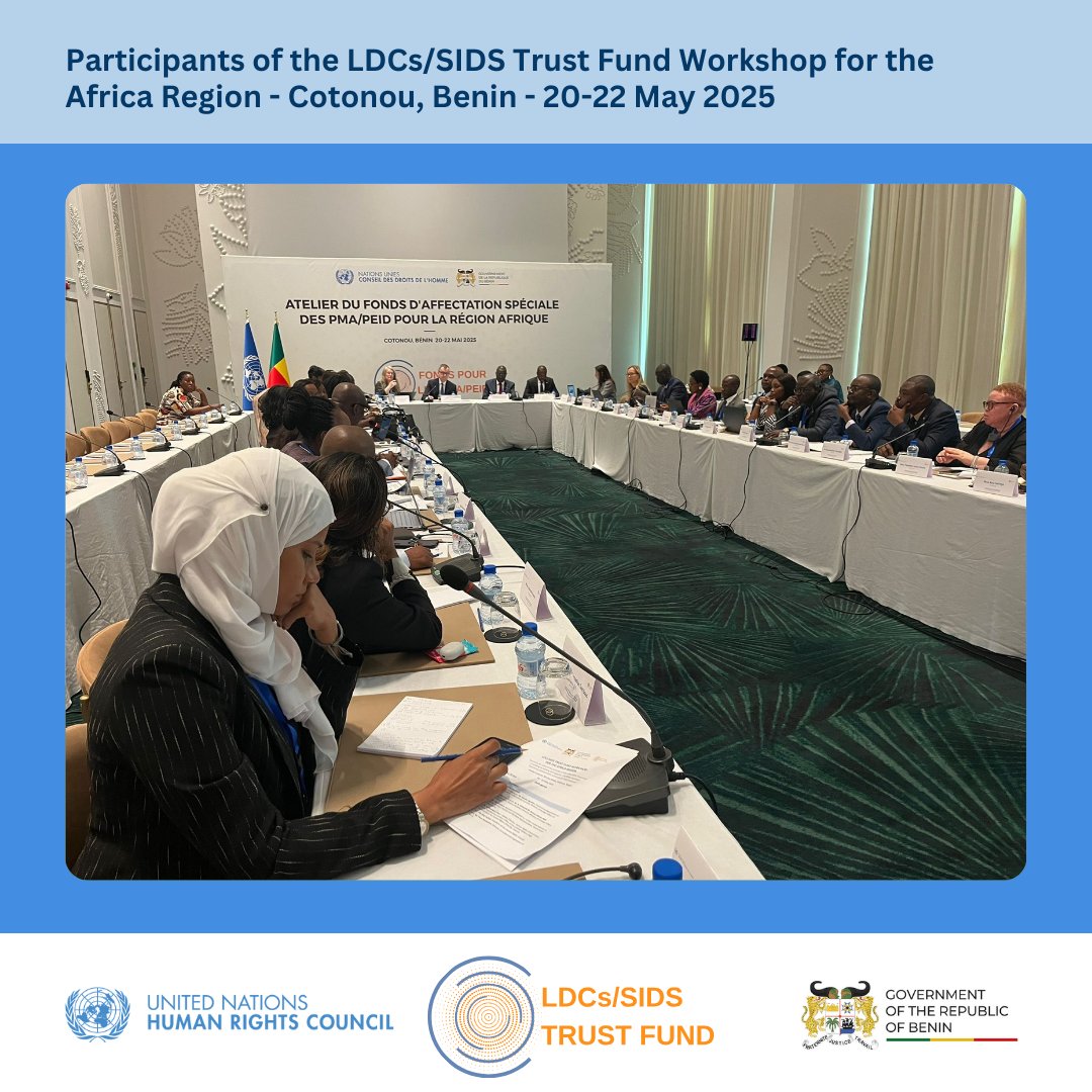 UN Human Rights Council (@un_hrc) on Twitter photo The <a href="/UN/">United Nations</a> Human Rights Council is holding a workshop in Cotonou, Benin, for African least developed countries and small island developing States.
The workshop is taking stock of LDCs/SIDS engagement with the <a href="/UN_HRC/">UN Human Rights Council</a> and discussing the way forward.
Info ➔ohchr.org/en/hr-bodies/h… The <a href="/UN/">United Nations</a> Human Rights Council is holding a workshop in Cotonou, Benin, for African least developed countries and small island developing States.
The workshop is taking stock of LDCs/SIDS engagement with the <a href="/UN_HRC/">UN Human Rights Council</a> and discussing the way forward.
Info ➔ohchr.org/en/hr-bodies/h…
