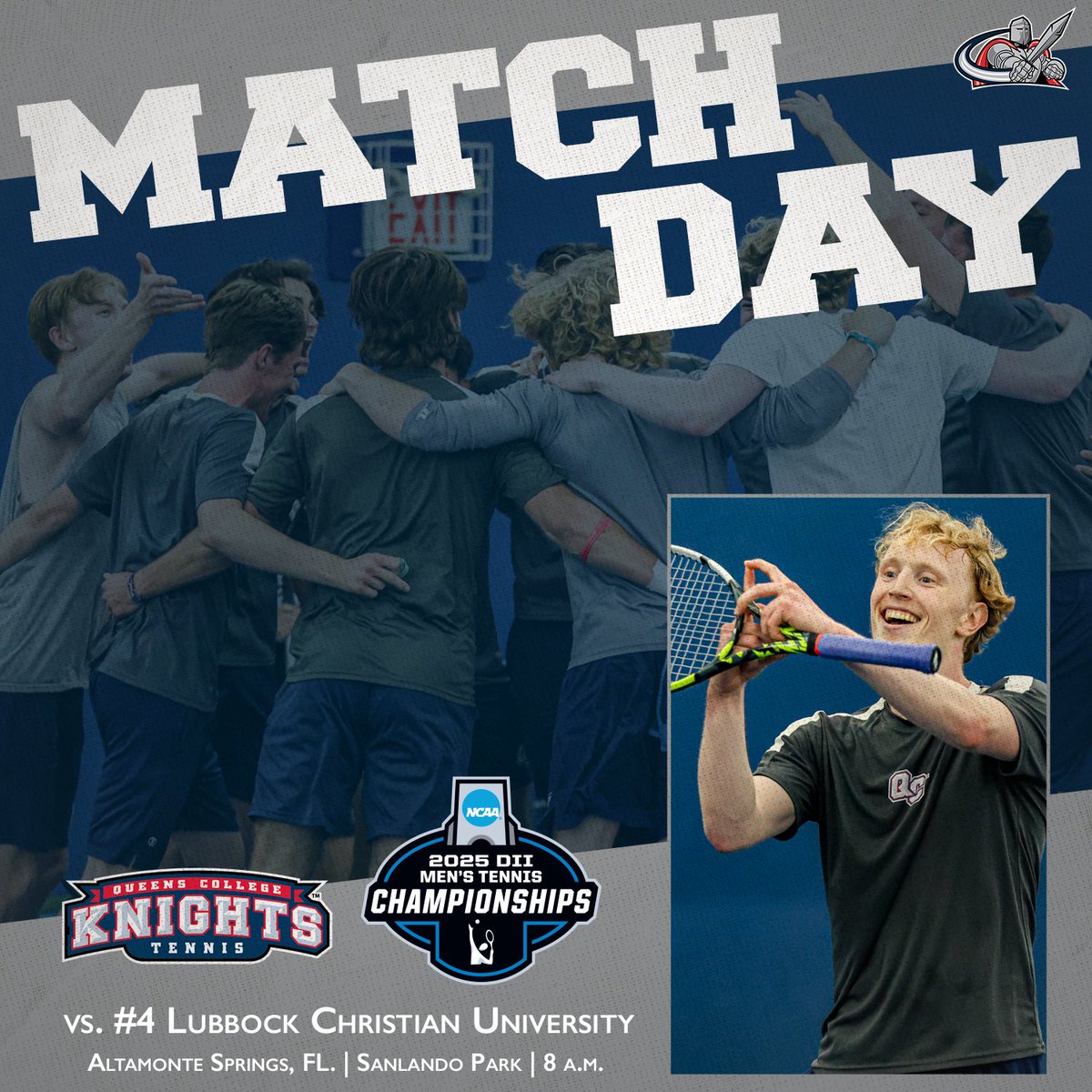 QCKnights's tweet image. ๐๐๐๐๐ ๐๐๐โ๏ธFirst Round Match as #13 seed Men's Tennis opens the @NCAADII MTEN Tournament against #4 seed @LCUCHAPS at Sanlando Park! #knightnation
๐: tinyurl.com/yuoemoth