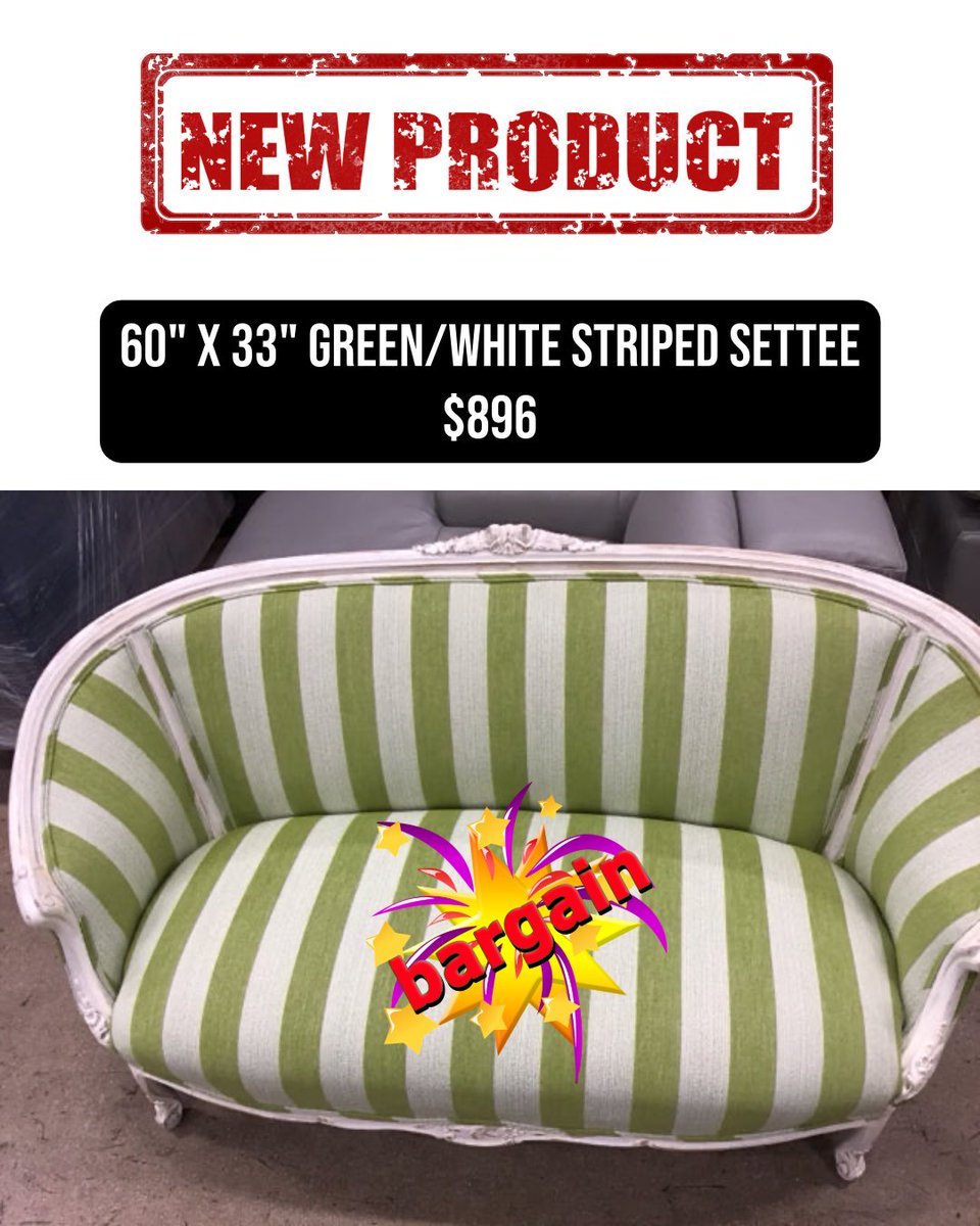 ConsignmentFLA's tweet image. Snag this bold beauty before it’s gone! This 60” x 33” green and white striped settee brings playful charm and vintage flair to any room. 

#HomeStyleFind #ConsignmentFurniture #FurnitureDeals #VintageVibes #GreenLiving #DesignOnABudget #BargainAlert #ChicSeating