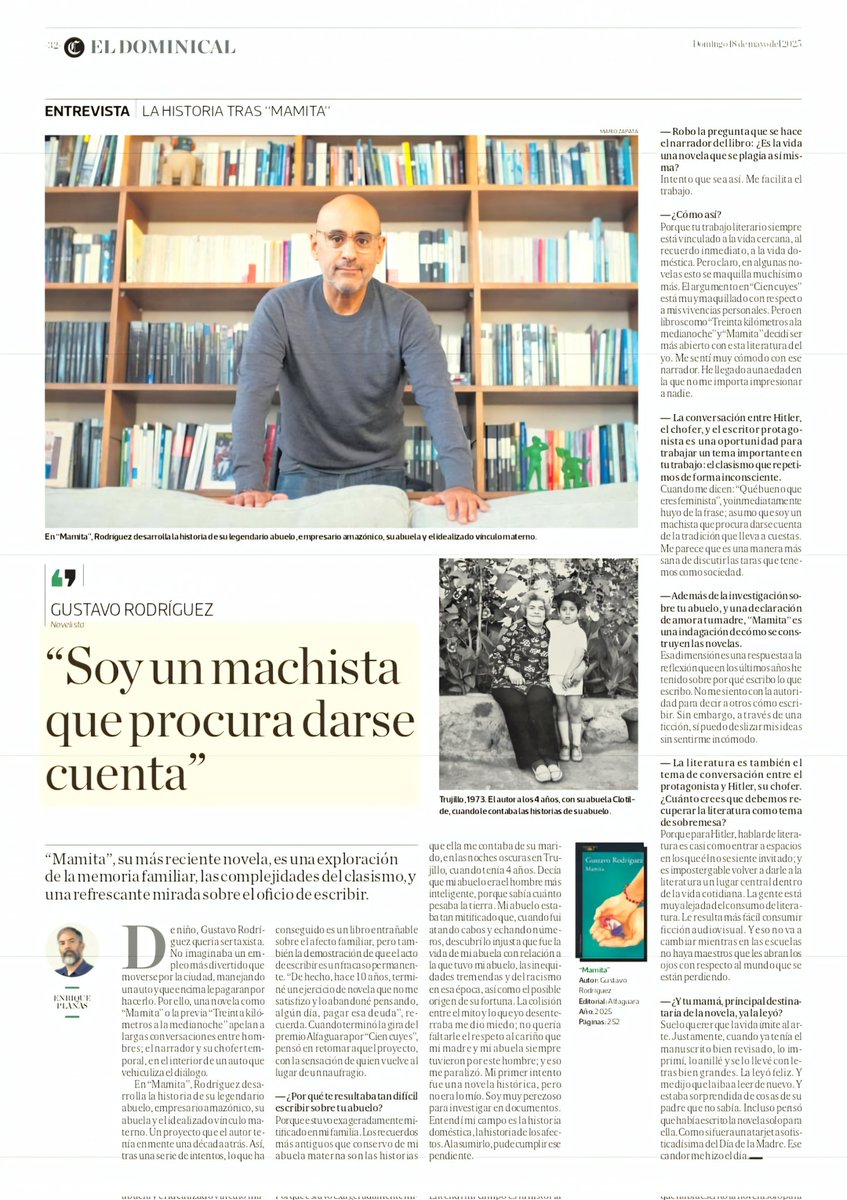 «"Mamita" es un libro entrañable sobre el afecto familiar (...). Una exploración de la memoria, las complejidades del clasismo y una refrescante mirada del oficio de escribir». 

Agradezco mucho a El Comercio por esta entrevista. Aquí en digital:  goo.su/4G1pait )