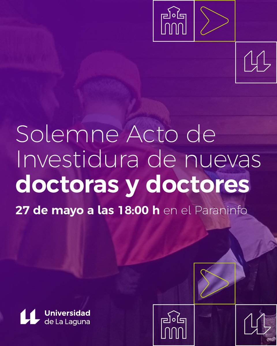 🎓 El Paraninfo de la #ULL acoge el próximo martes la investidura de Doctoras y Doctores, un acto que simboliza años de dedicación y vocación científica.

 ¡Enhorabuena a los más de cien doctorandos y doctorandas que concluirán este ciclo tan importante! 👏

📱