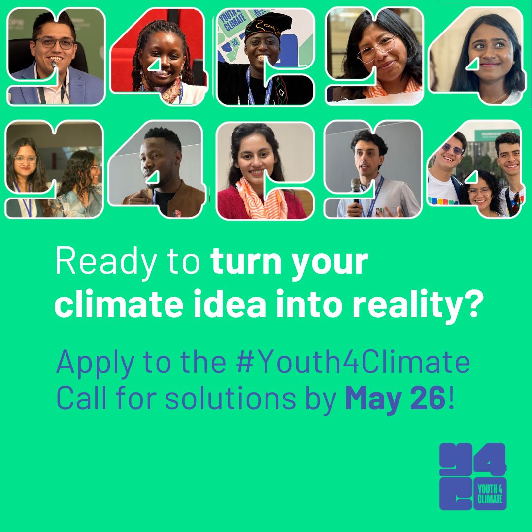 UNDPGhana's tweet photo. The countdown is on!
Only 6 days left to submit your innovative ideas for Youth4Climate's Call for Solutions!
Don't miss the chance to receive funding, training, mentorship and share your story.
Apply now! 👉 https://t.co/ukR2vvBGxL
#Youth4Climate
#Call4Solutions https://t.co/iSfiy8vyuz