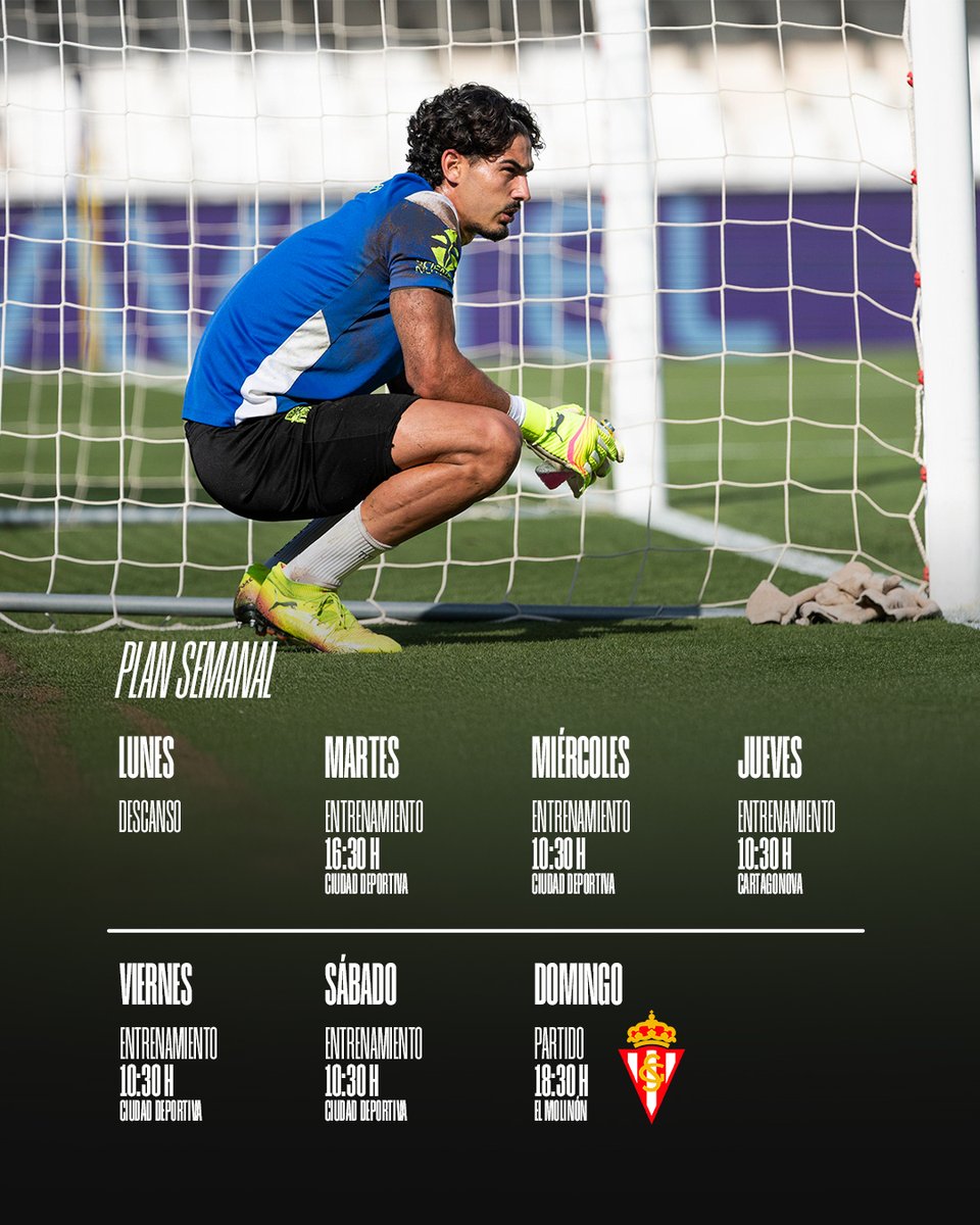 🗓️ Plan semanal del equipo de cara al partido #RealSportingCartagena de la jornada 41