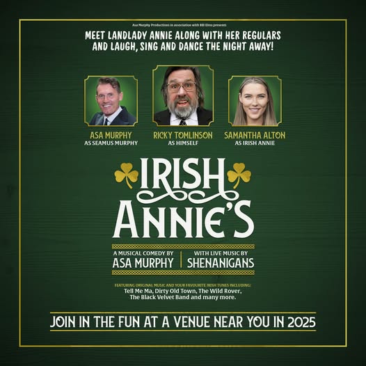 Irish Annies ☘️
📅 Wednesday, 4th June | 7:30pm

🎟 Don't miss out on their shenanigans ... get your tickets today: bit.ly/4fxKTrN

#IrishAnnies #MusicalComedy #RICKYTOMLINSON #asamurphy #WeSupportNTR #HaveYouGotYourTicketsYet #HereForCulture
