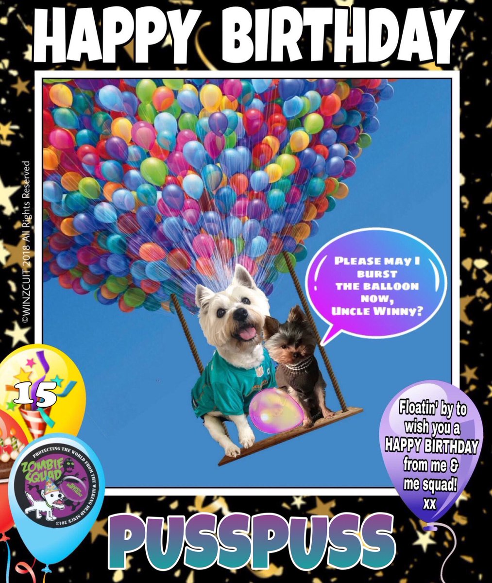 🎂Wishing a 🎁HAPPY 15th BIRTHDAY🎉 to our pawsome pal, PUSSPUSS  from Leada Lord Billy &amp; your ZombieSquad pals.🎈 We hope your special day is full of tasty treats, head rubs &amp; cayke, soldyer. RaaAAA! 
❤️💛🎂🎁🎉
<a href="/dawnybj/">Pusspuss</a> <a href="/ZSBirthday/">ZS Birthday🎂🎁🎉</a> #ZSHQ