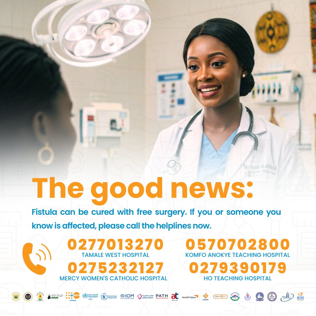 Many women also face deep emotional pain, shame, and rejection by their families or communities as result of the bad odour that follows a fistula.  

If you or someone you know is affected, please call the helplines now. #ObstetricFistula #UNFPAGhana #PEFIG #IDEOF