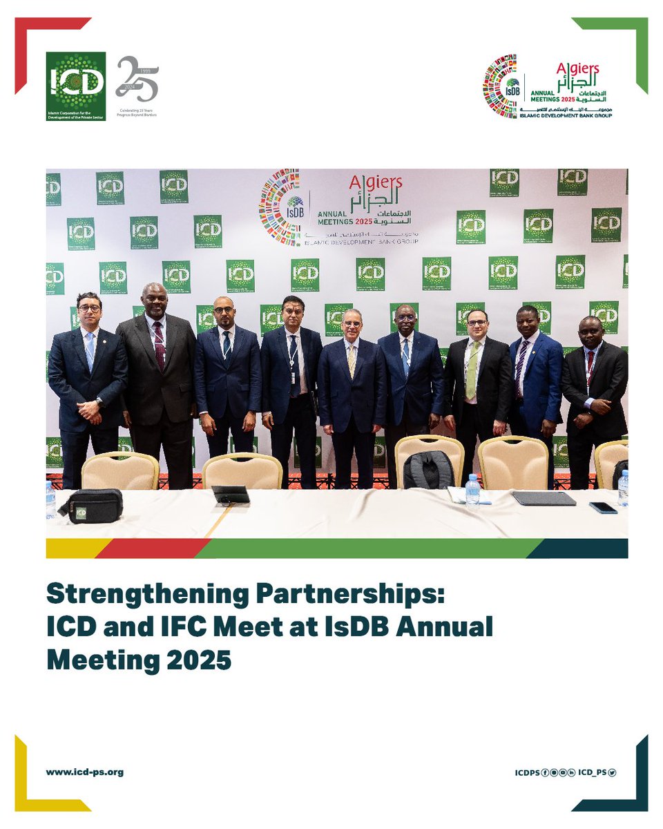 ICD_PS's tweet photo. Strengthening innovation through collaboration.
At #2025IsDBGroupAMs, ICD & IFC held their first side meeting to boost innovative capacity. A new partnership with IsDB was announced, with Egypt as a model & Mauritania as a starting point for action.
#ProgressBeyondBorders #ICD https://t.co/QBnFIikJV1