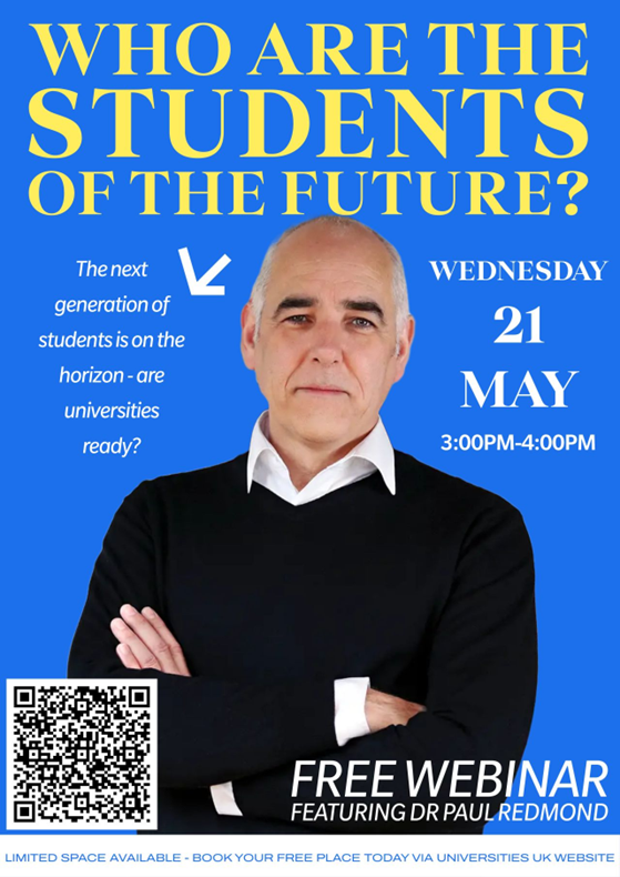 drpaulredmond's tweet image. TOMORROW: Who are the students of the future—and are universities ready for them? Join me and Naomi Abayasekara as we explore what Gen Alpha means for higher education.
Sign up now via @UniversitiesUK
#HigherEd #FutureOfEducation #StudentExperience #KeynoteSpeaker