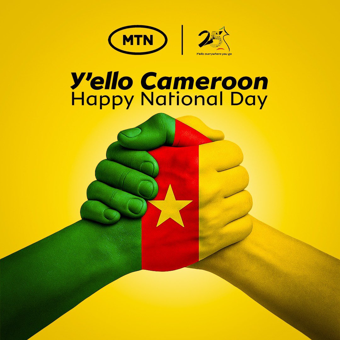 Y’ello!
Happy National Day to all Cameroonians.
—
Bonne fête de l’Unité Nationale à tous les Camerounais.
#DoingGoodTogether #MTNC25Years