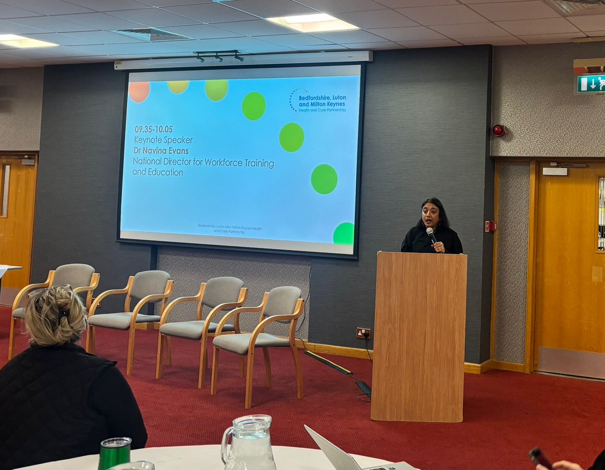 BLMKHealthCare's tweet photo. The Empower and Elevate People Conference is in full swing today at Cranfield University.
Opening the event with a welcome from our Chief Executive Officer, Felicity Cox, followed by a keynote speech from Dr Navina Evan's National Director for Workforce Training and Education. https://t.co/YW9OEgmHBi