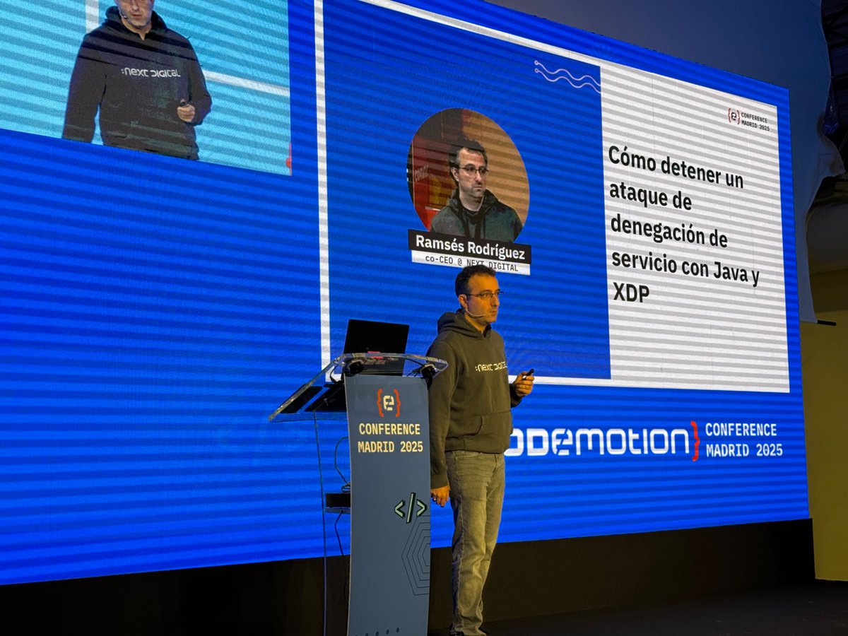 NEXT DIGITAL (@nextdigitalhub) on Twitter photo <a href="/CodemoMadrid/">Codemotion Madrid</a> .<a href="/ramsesrodr/">Ramsés Rodríguez</a>, nuestro co-CEO, con su charla sobre detener ataques de denegación de servicio con Java 🙌🙌
En <a href="/CodemoMadrid/">Codemotion Madrid</a> <a href="/CodemoMadrid/">Codemotion Madrid</a> .<a href="/ramsesrodr/">Ramsés Rodríguez</a>, nuestro co-CEO, con su charla sobre detener ataques de denegación de servicio con Java 🙌🙌
En <a href="/CodemoMadrid/">Codemotion Madrid</a>